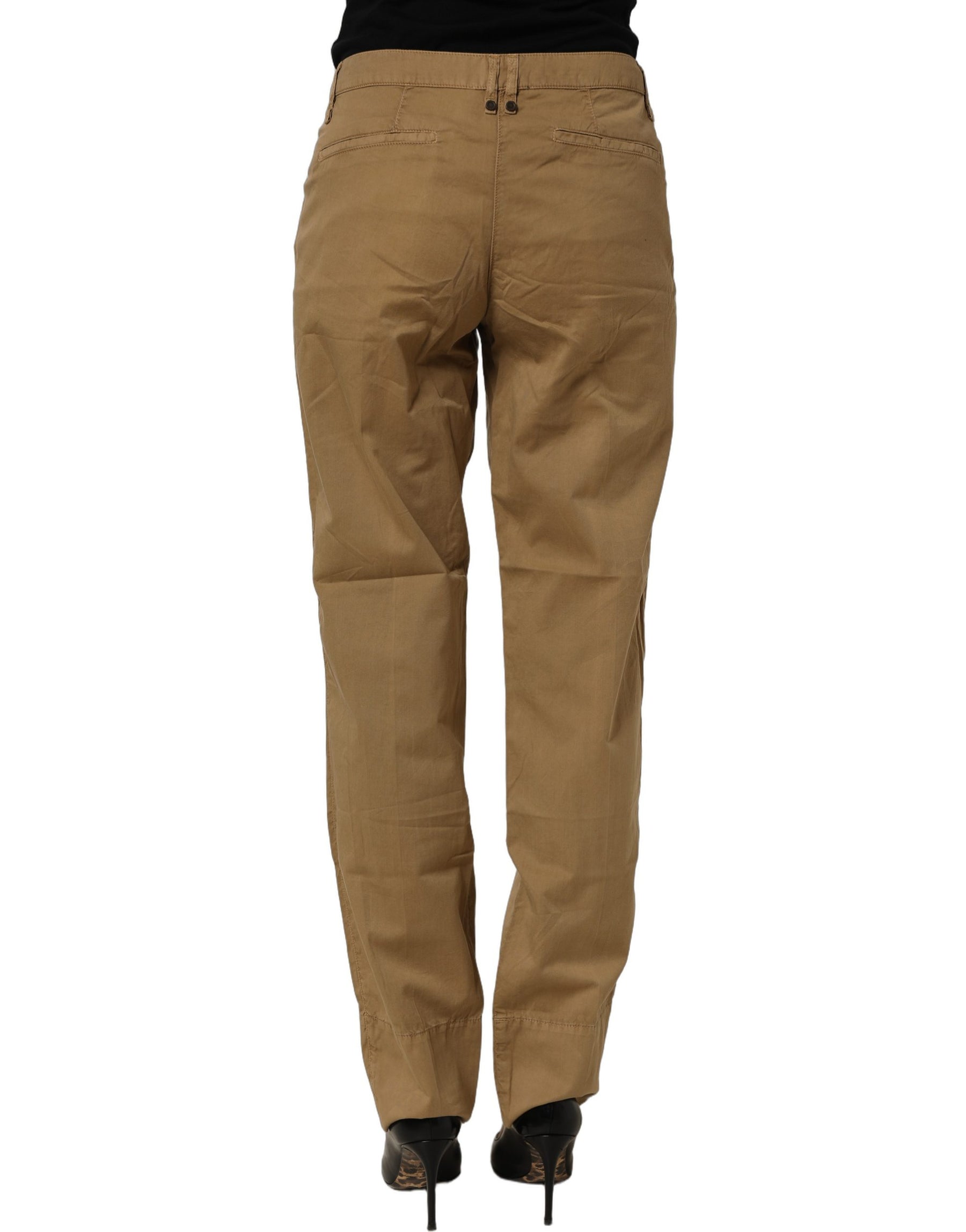 PLEIN SUD Brown Straight Cotton Stretch Chino Pants | Regal Royce