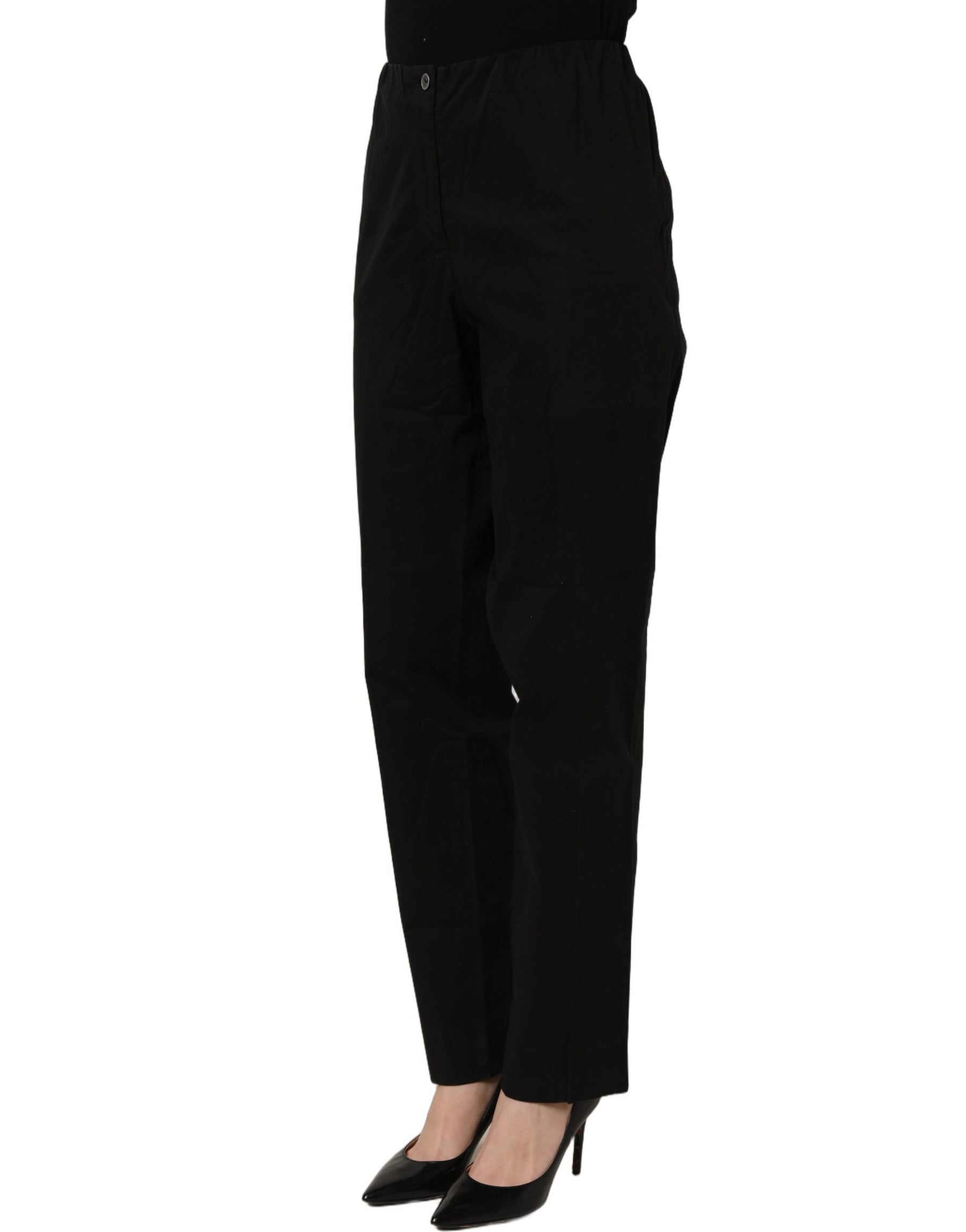 QL2 Black High-Waisted Straight Chino Women Trouser Pants | Regal Royce