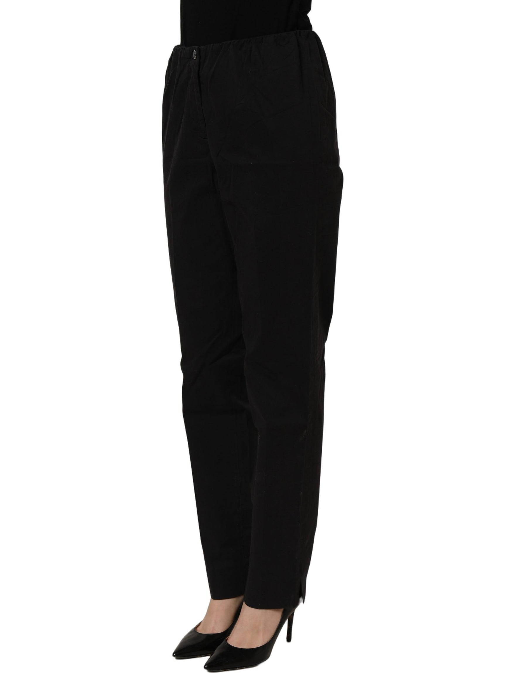 QL2 Black High-Waisted Straight Chino Women Trouser Pants | Regal Royce