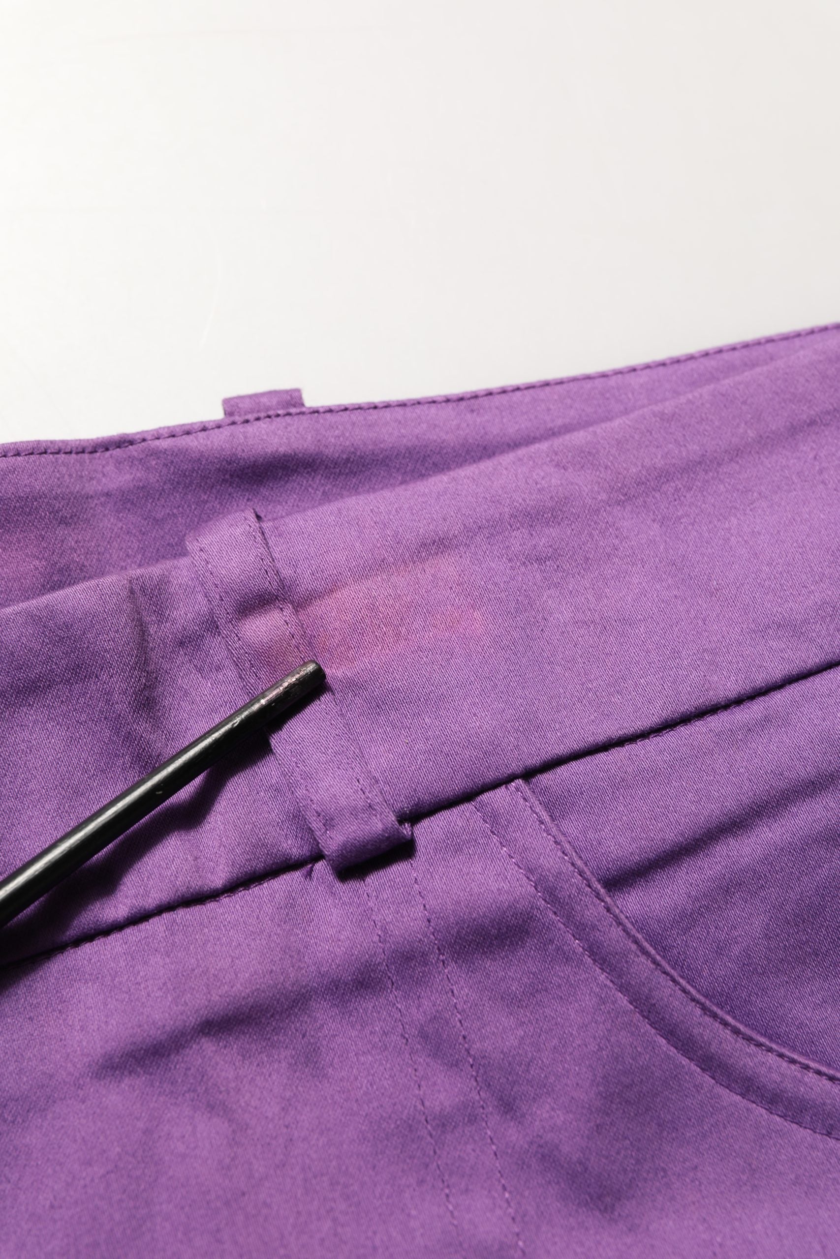 BENCIVENGA Violet Cotton Stretch High Waist Cropped Trouser Pants | Regal Royce