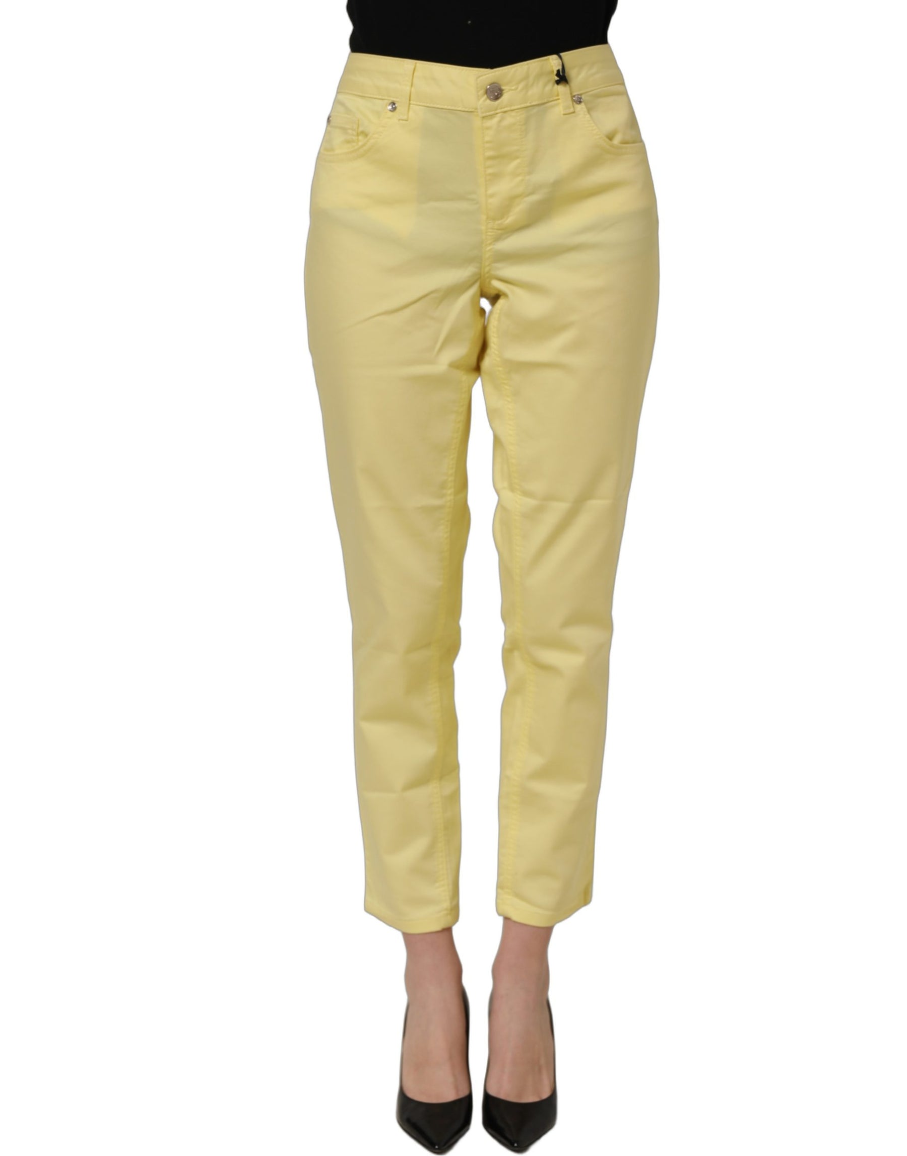 Liu Jo Yellow Mid Waist Straight Cropped Denim Women Trouser Jeans | Regal Royce