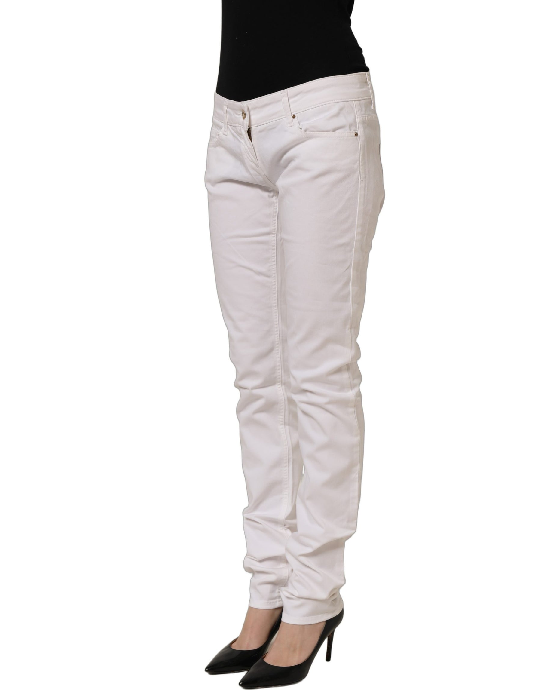 Daniele Alessandrini White Cotton Stretch Skinny Denim Jeans | Regal Royce