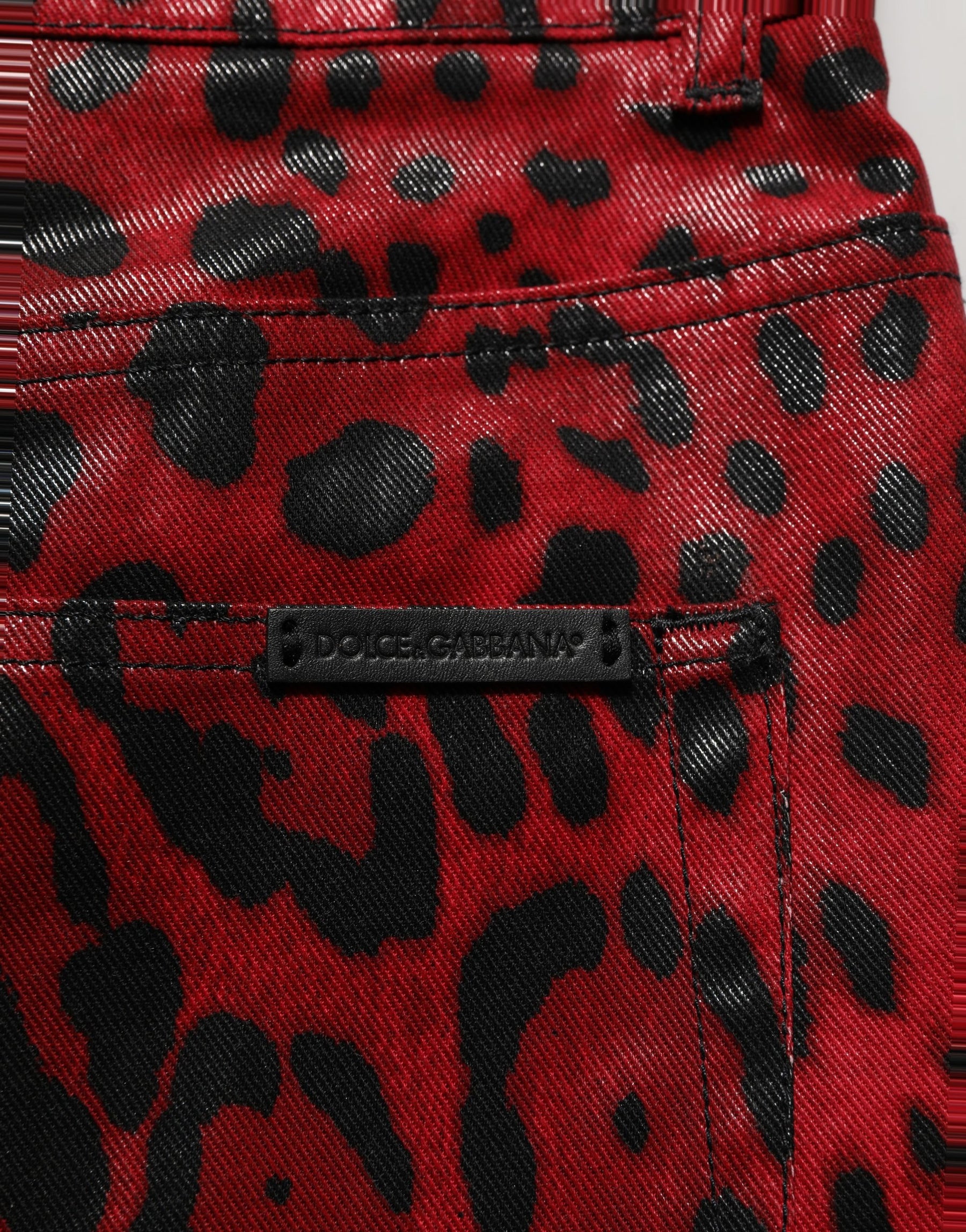 Dolce & Gabbana Red Leopard Cotton 5 Pockets Trouser Jeans | Regal Royce