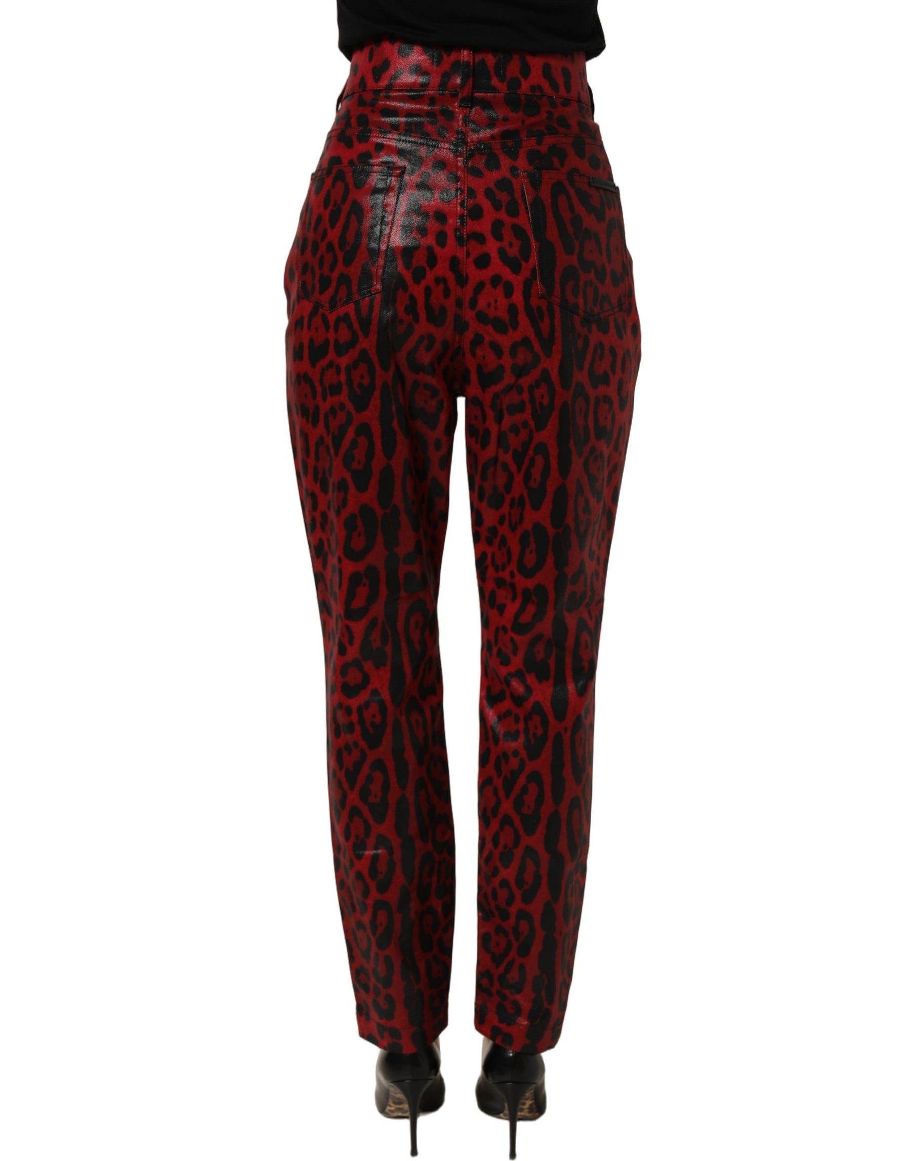Dolce & Gabbana Red Leopard Cotton 5 Pockets Trouser Jeans | Regal Royce