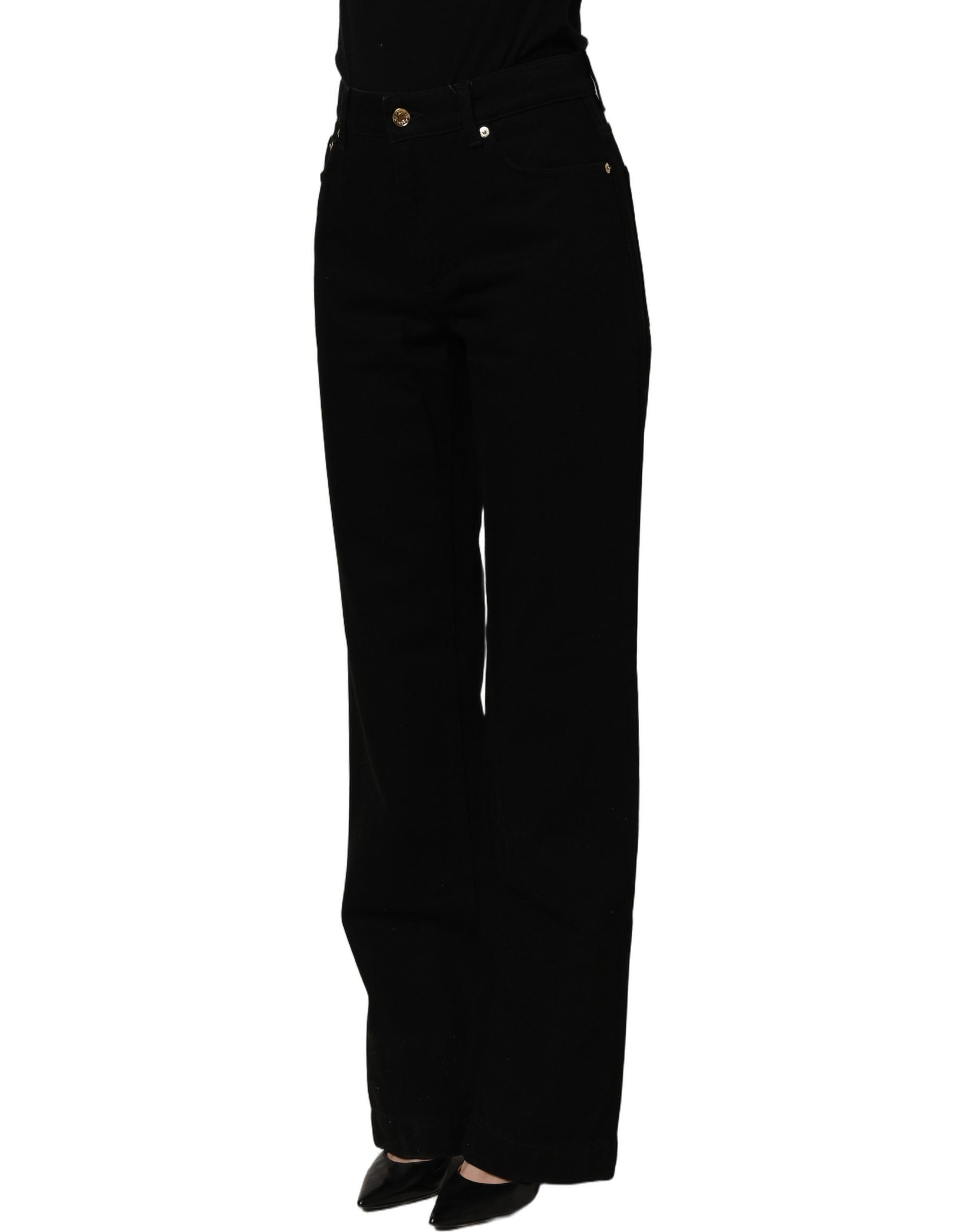 Dolce & Gabbana Black Cotton Stretch Straight Denim Jeans | Regal Royce
