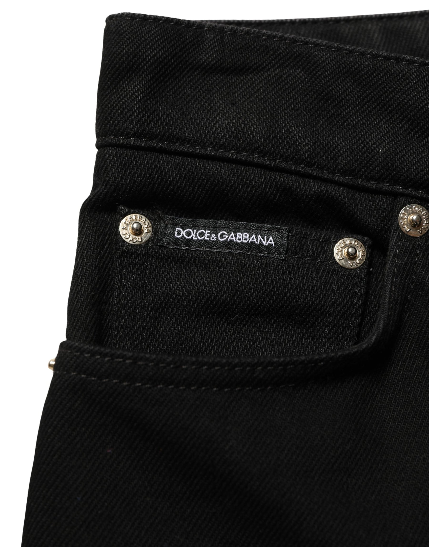 Dolce & Gabbana Black Cotton Stretch Straight Denim Jeans | Regal Royce