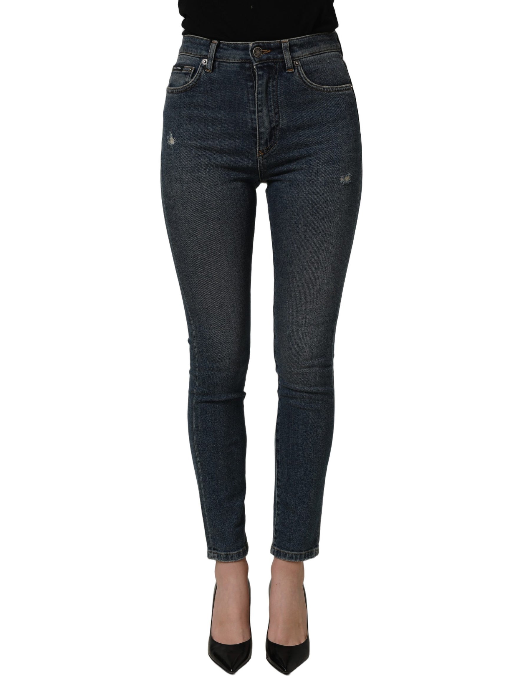 Dolce & Gabbana Blue Cotton Stretch Skinny Denim Trouser Jeans | Regal Royce