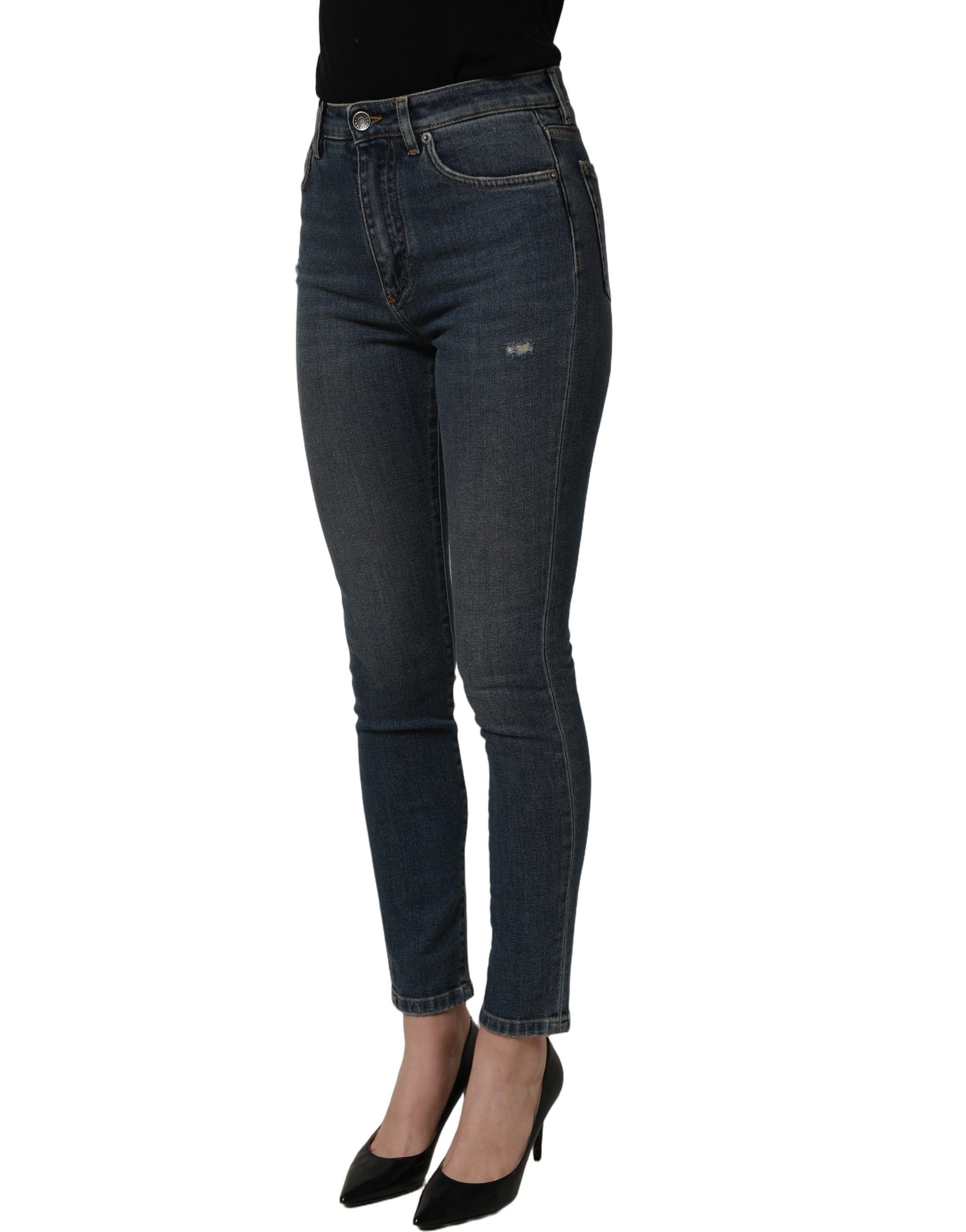 Dolce & Gabbana Blue Cotton Stretch Skinny Denim Trouser Jeans | Regal Royce