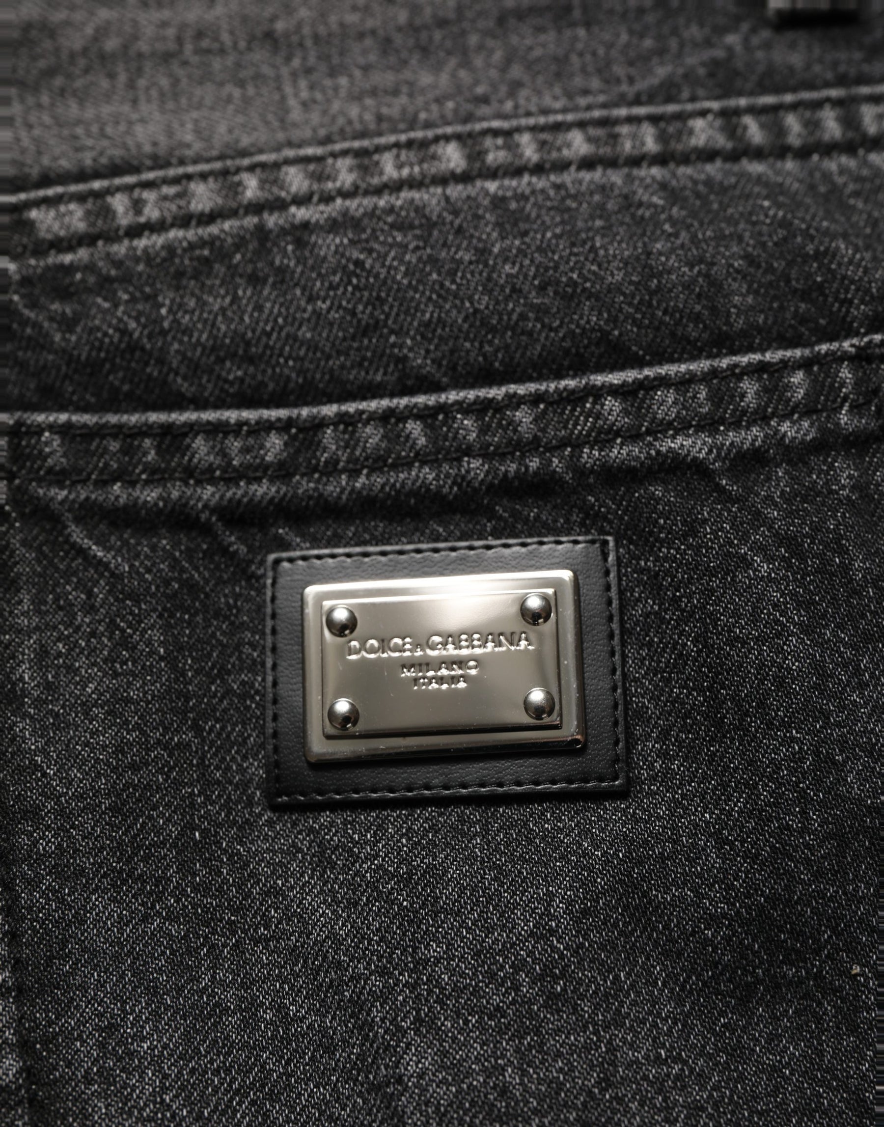 Dolce & Gabbana Black Cotton Stretch Straight Denim Jeans | Regal Royce