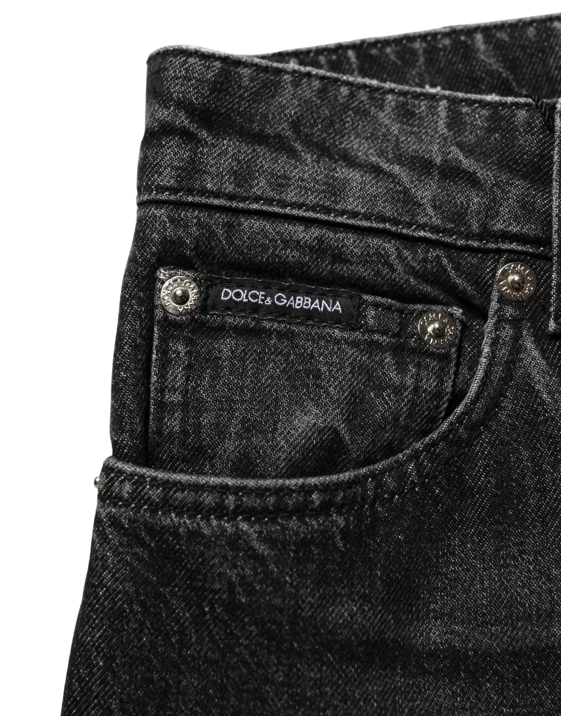 Dolce & Gabbana Black Cotton Stretch Straight Denim Jeans | Regal Royce