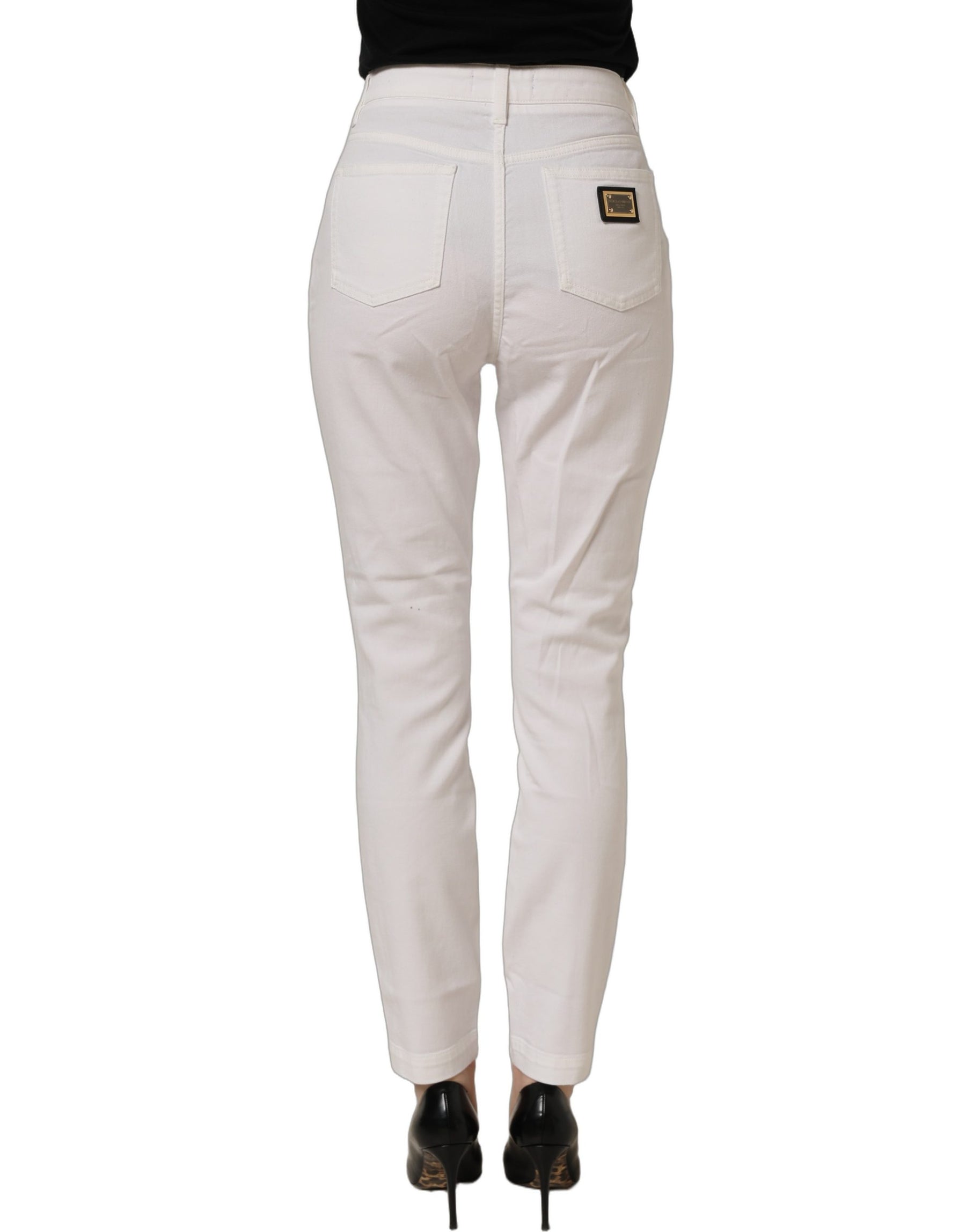Dolce & Gabbana White Cotton Stretch Skinny Denim Jeans | Regal Royce