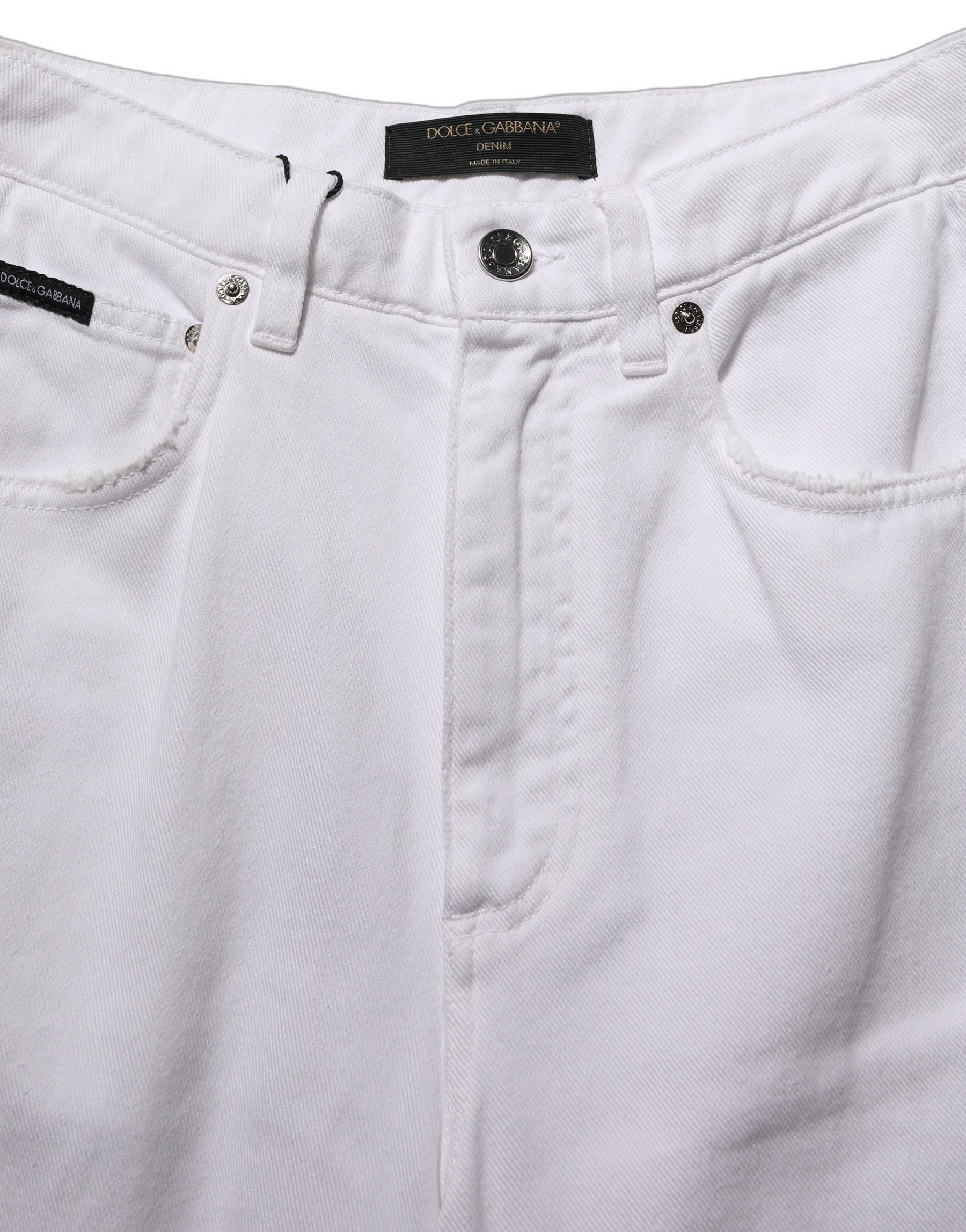 Dolce & Gabbana White Cotton Stretch Wide Leg Denim Jeans | Regal Royce