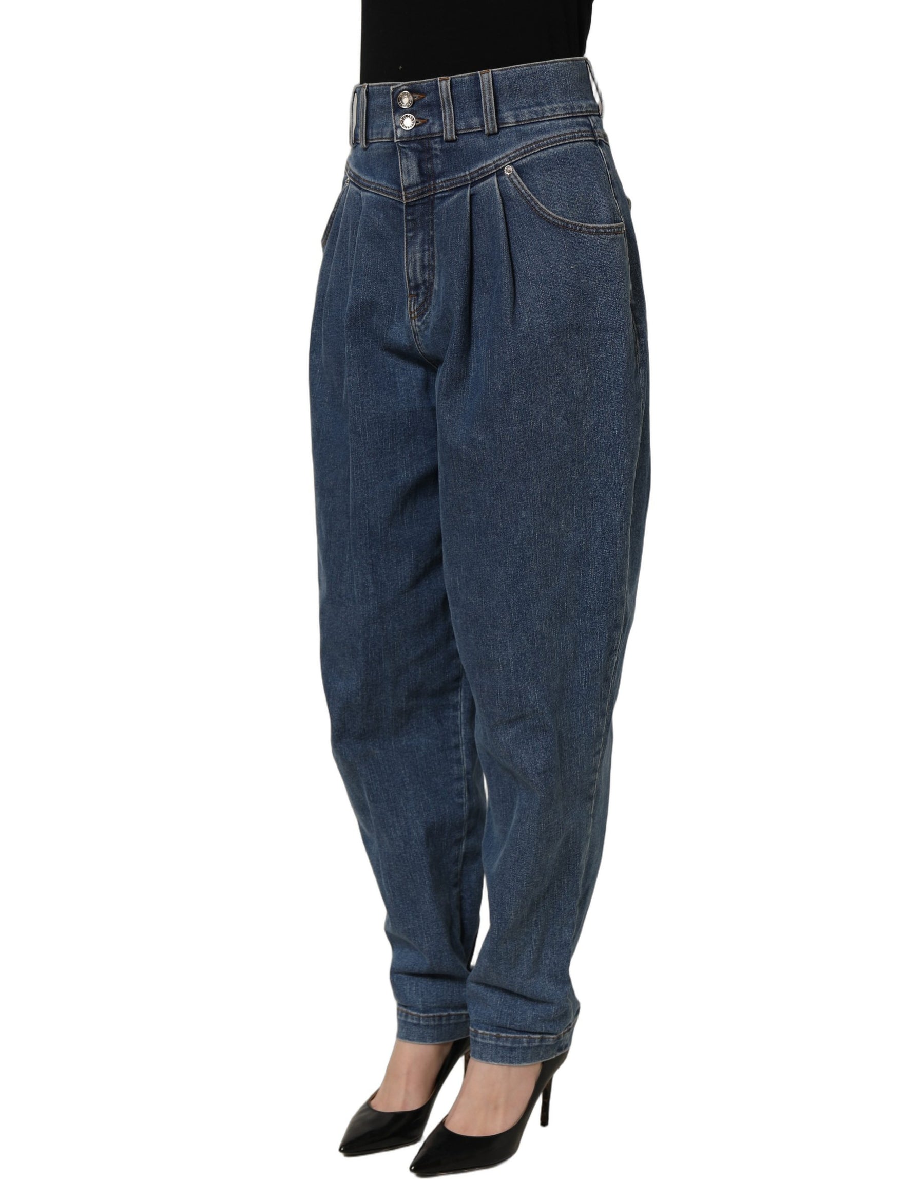 Dolce & Gabbana Dark Blue Cotton Stretch Tapered Denim Jeans | Regal Royce