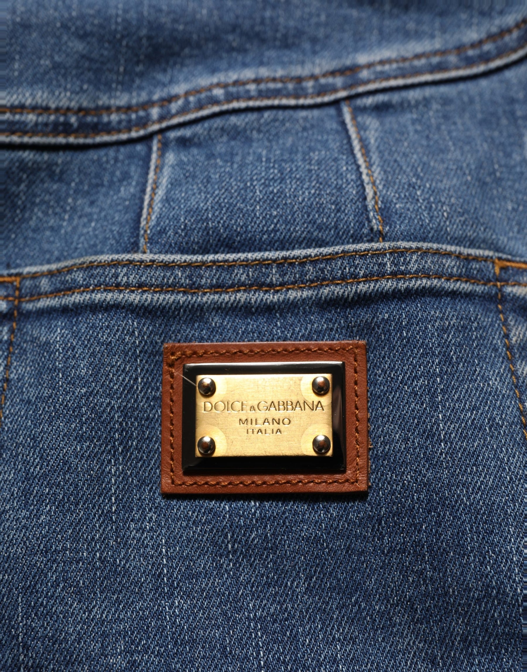 Dolce & Gabbana Dark Blue Cotton Stretch Tapered Denim Jeans | Regal Royce