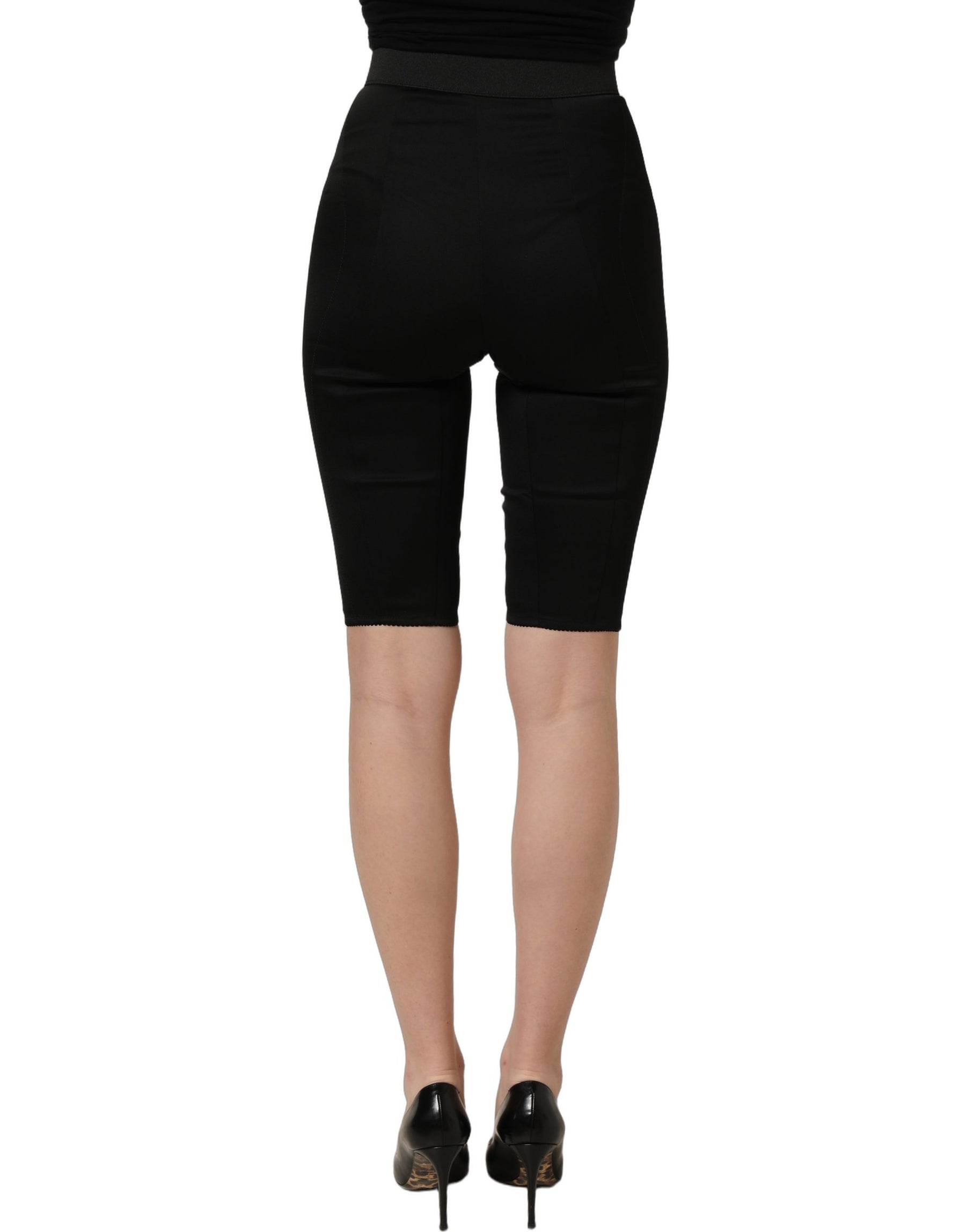 Dolce & Gabbana Black Nylon HighWaist Elastic Waistband Shorts | Regal Royce