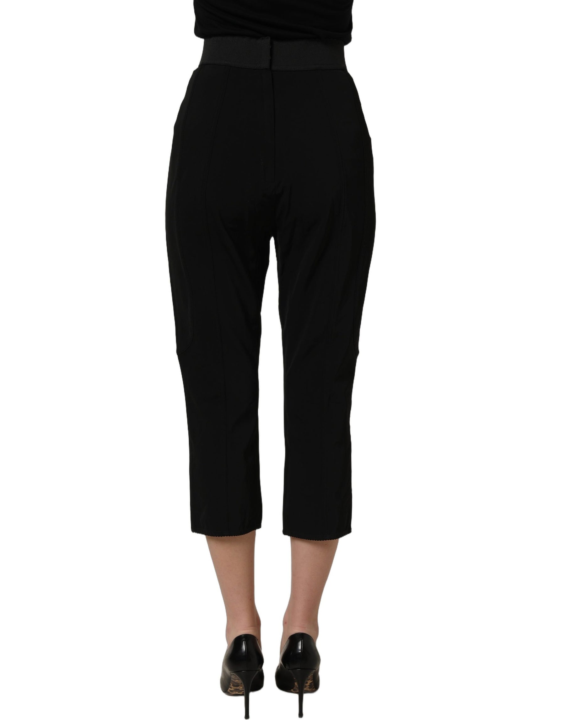 Dolce & Gabbana Black Viscose High Waist Capri Trouser Pants | Regal Royce