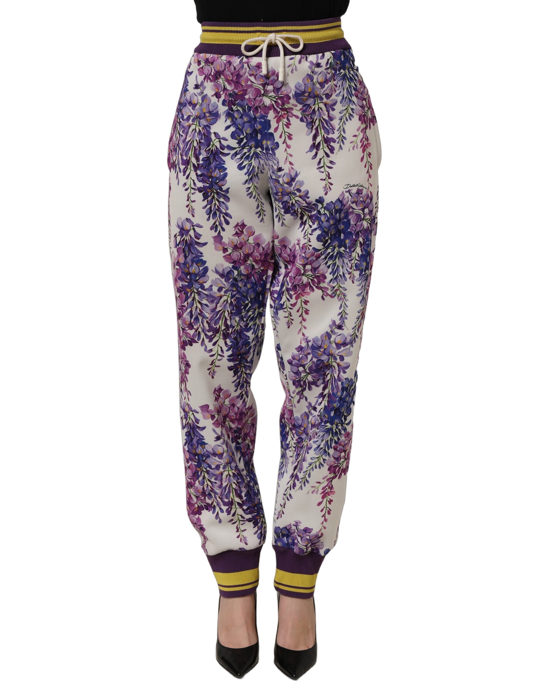 Dolce & Gabbana Multicolor Floral Mid Waist Jogger Pants | Regal Royce