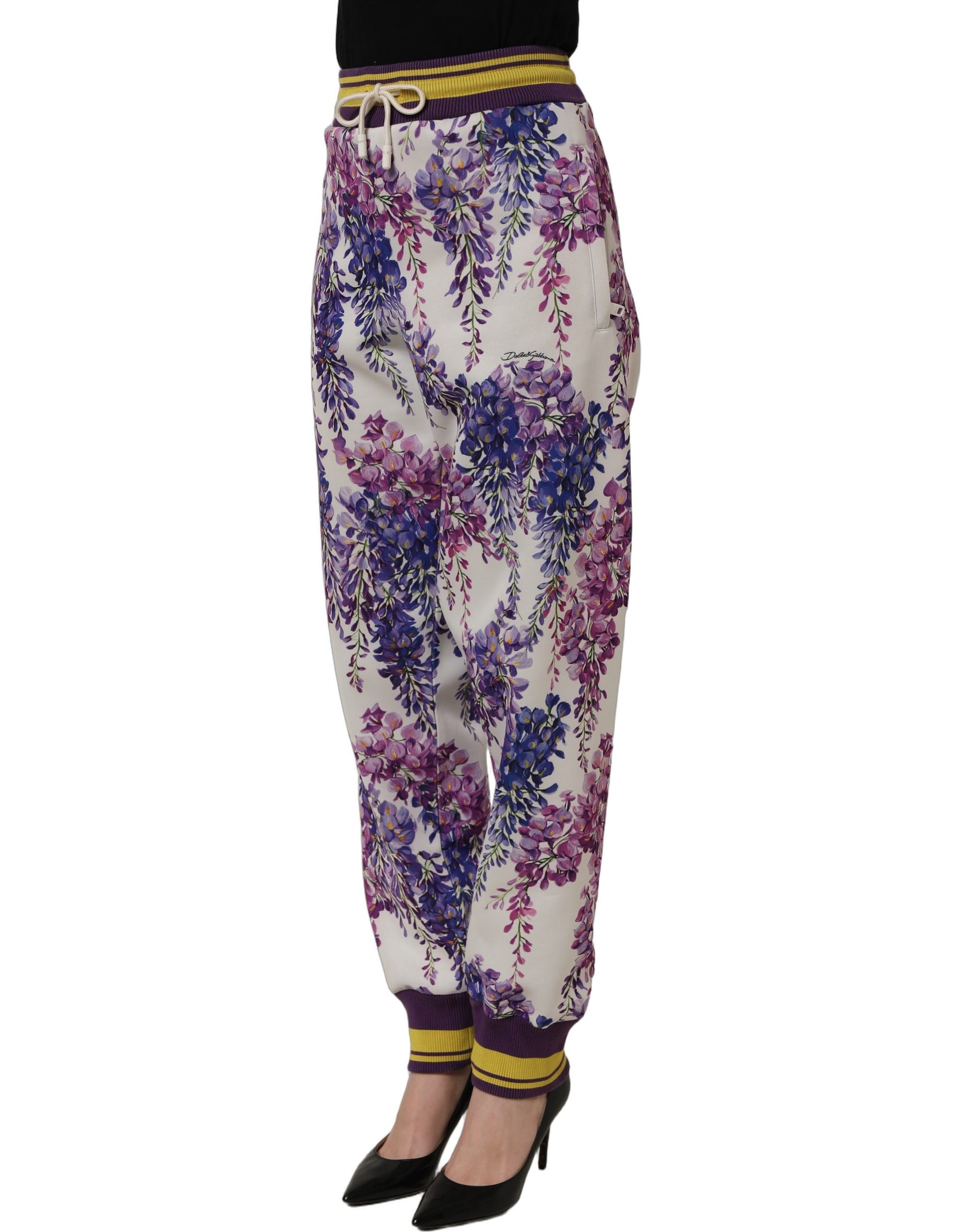 Dolce & Gabbana Multicolor Floral Mid Waist Jogger Pants | Regal Royce
