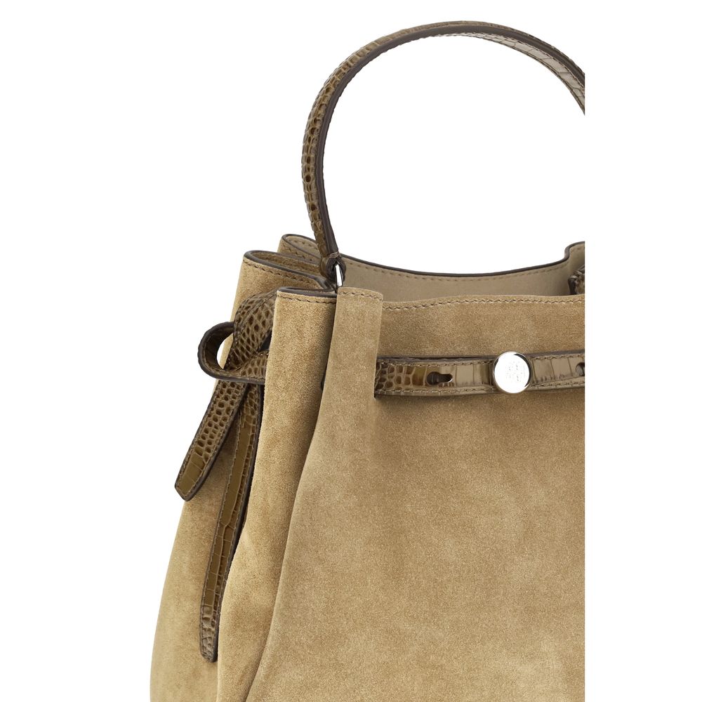 Tory Burch Beige Suede Leather Backet Bag | Regal Royce