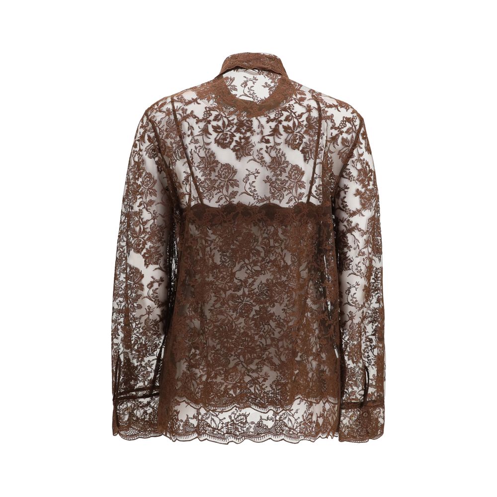 Ermanno Scervino Brown Polyester Pattern Shirt | Regal Royce