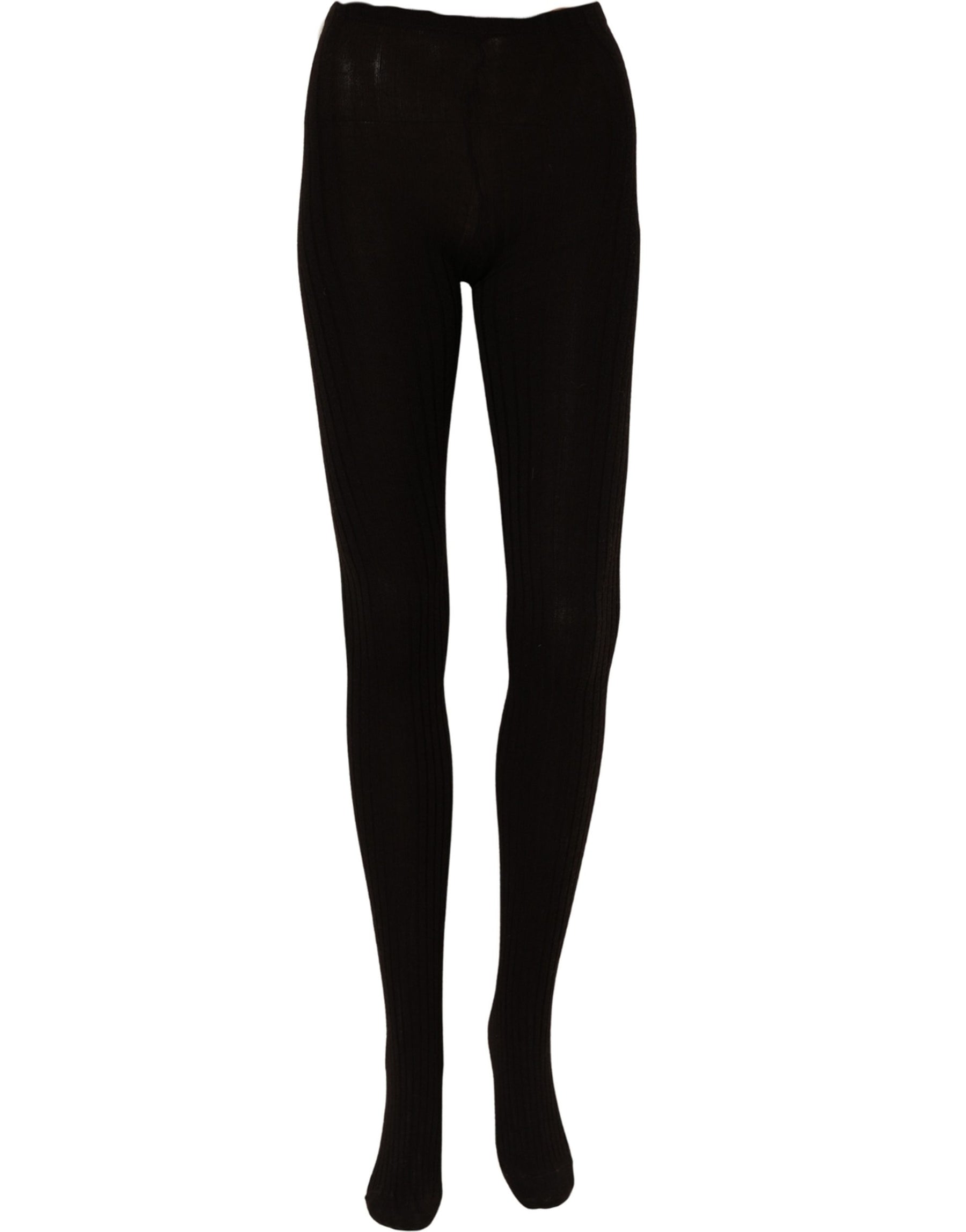 Dolce & Gabbana Black Wool Tights Stocking Pantyhose One Size Socks | Regal Royce