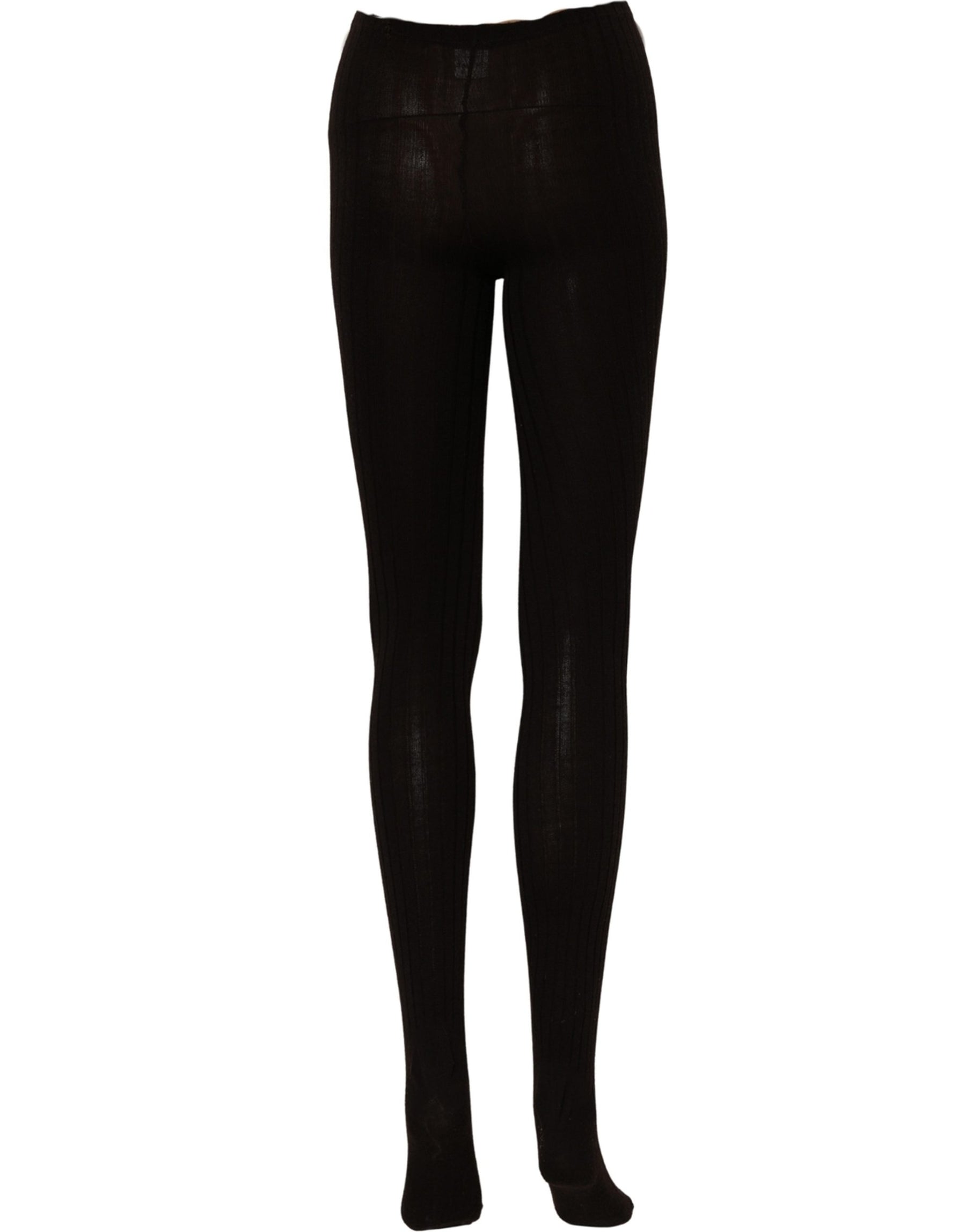 Dolce & Gabbana Black Wool Tights Stocking Pantyhose One Size Socks | Regal Royce