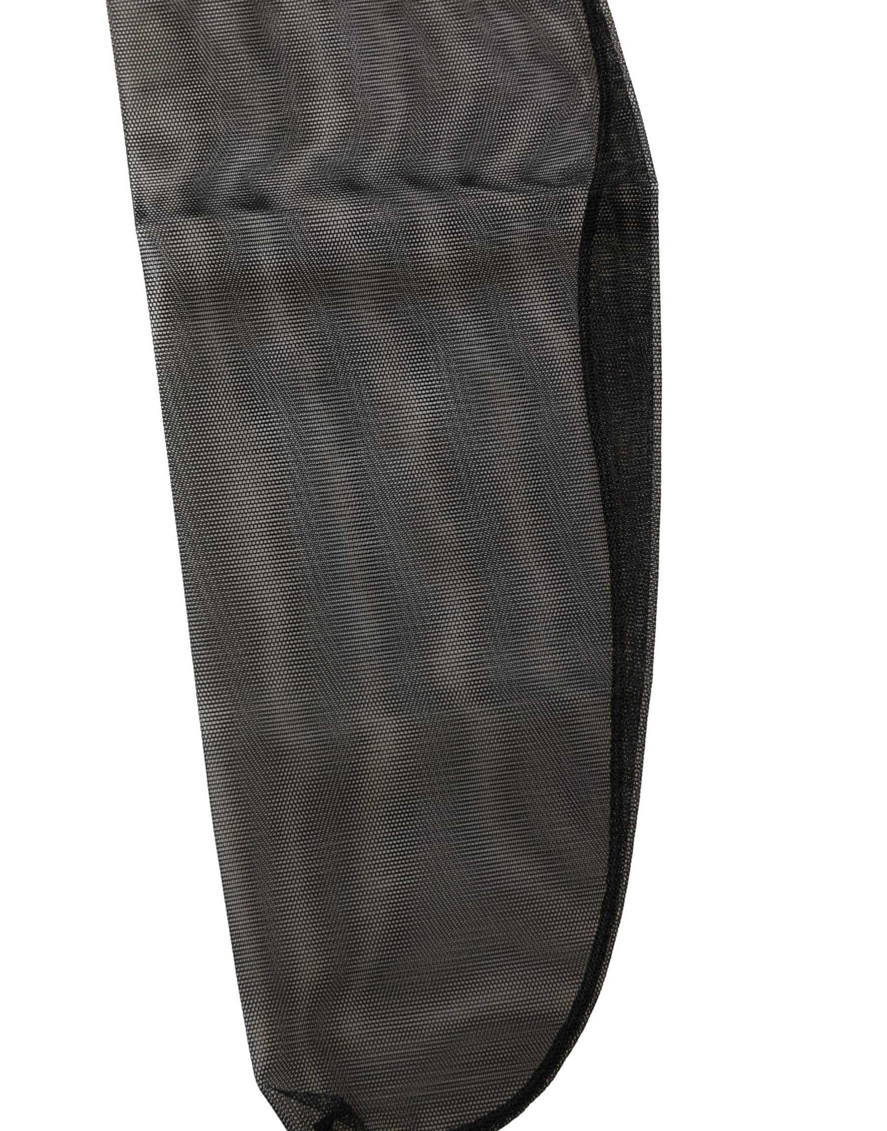 Dolce & Gabbana Black Nylon Mesh Sheer Calf Long Accessory Socks | Regal Royce