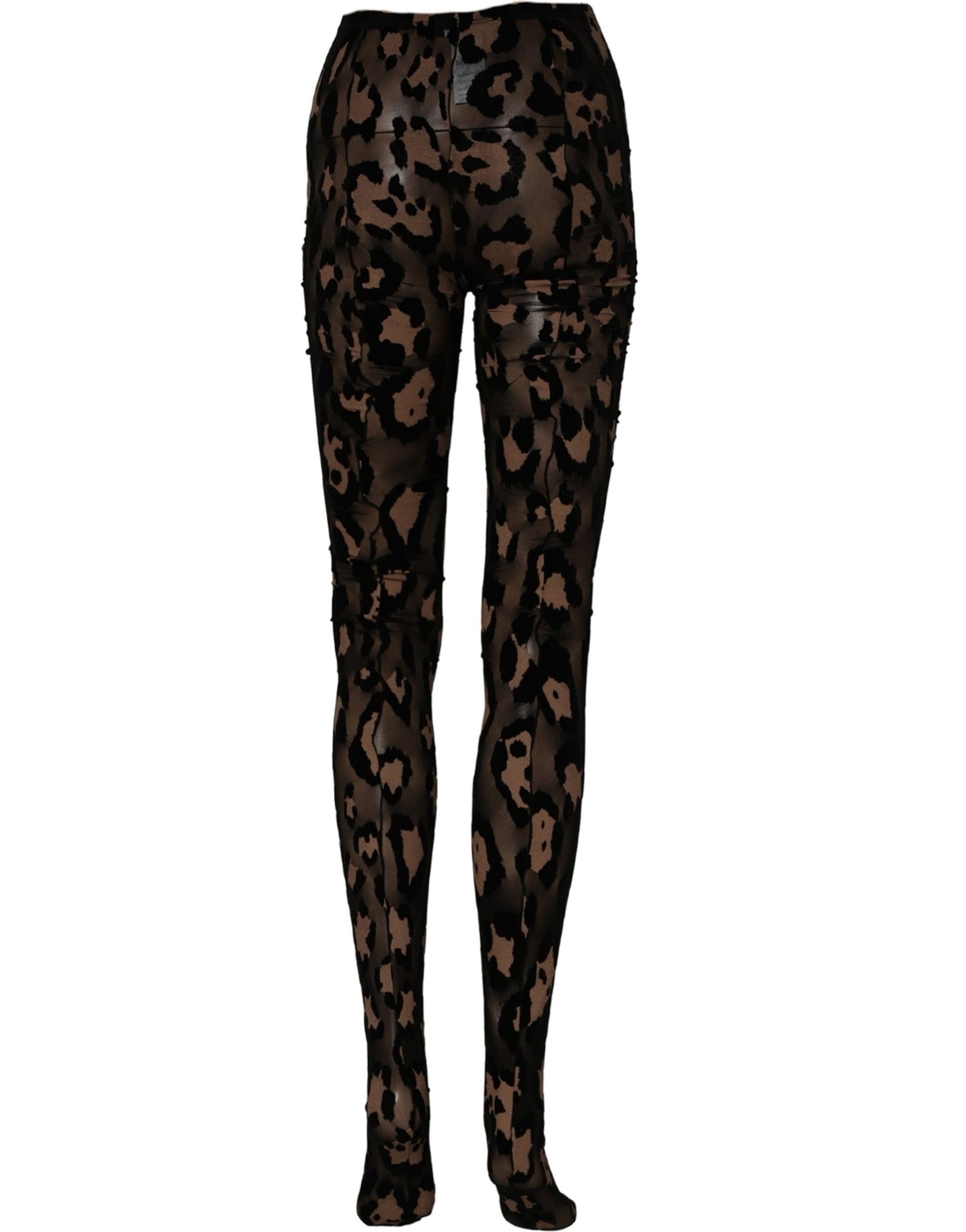 Dolce & Gabbana Black Leopard Nylon Tights Stocking Pantyhose Socks | Regal Royce