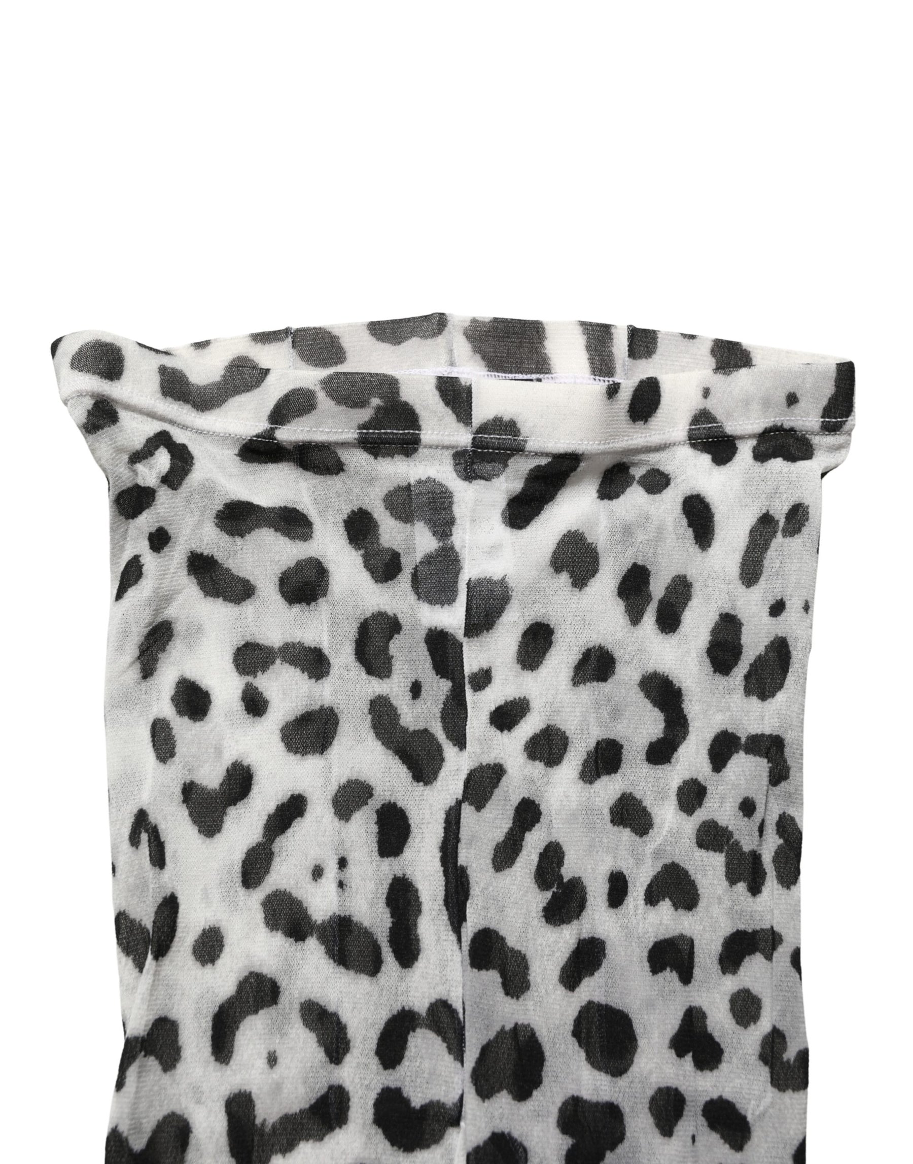 Dolce & Gabbana Gray Leopard Nylon Tights Stocking Pantyhose Socks | Regal Royce