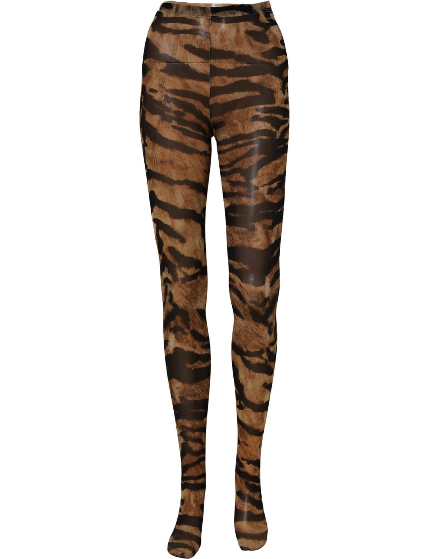 Dolce & Gabbana Brown Tiger Nylon Tights Stocking Pantyhose Socks | Regal Royce