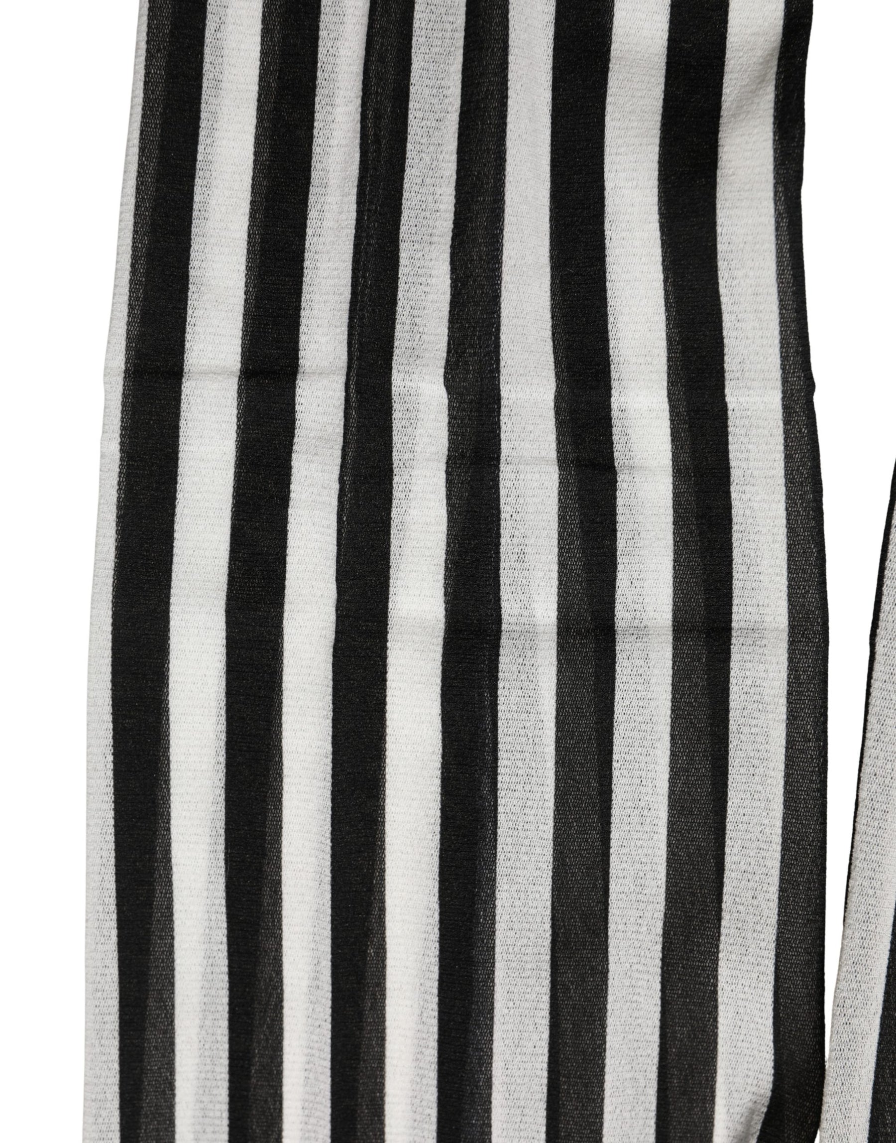 Dolce & Gabbana Black White Stripes Tights Stocking Pantyhose Socks | Regal Royce