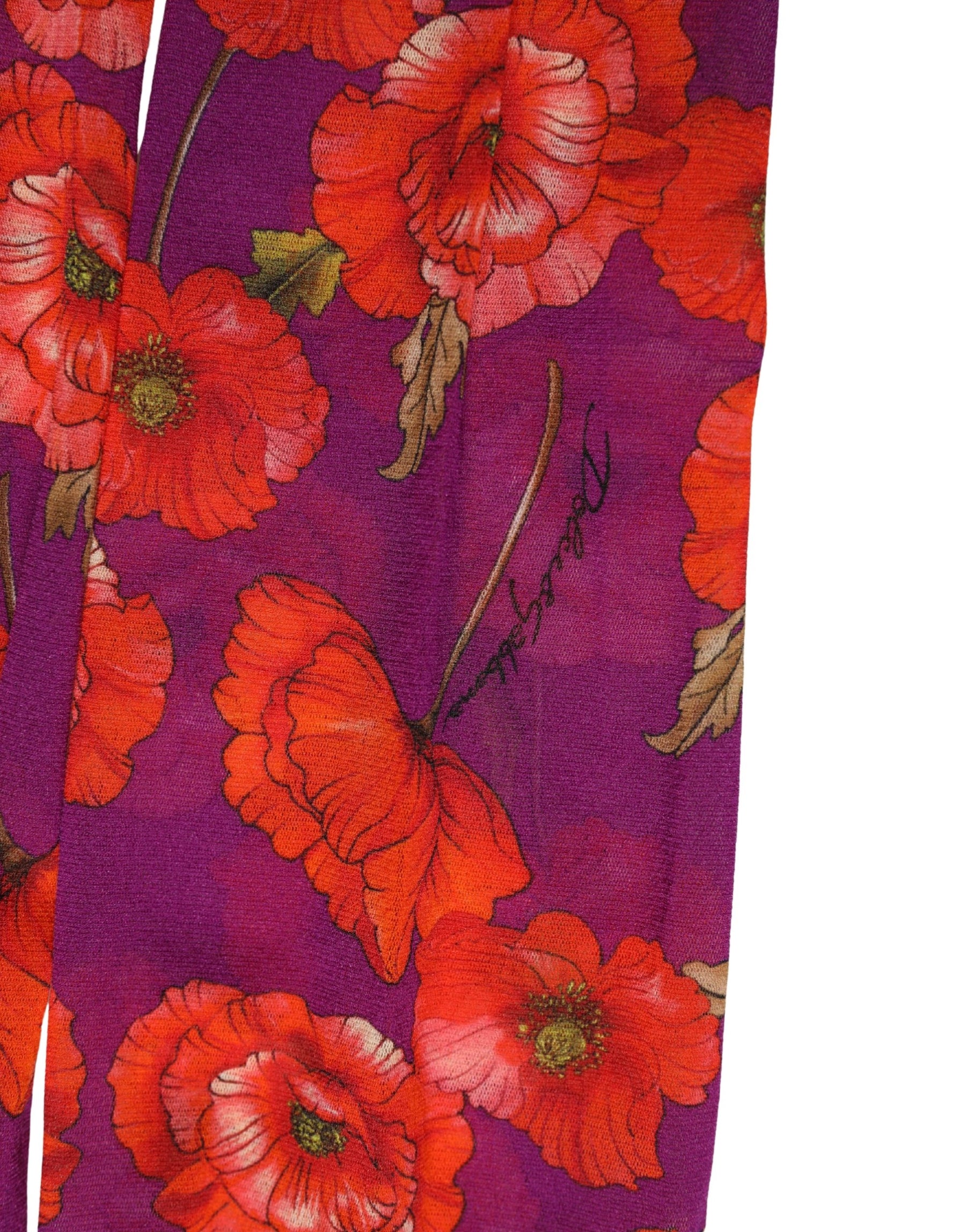 Dolce & Gabbana Purple Nylon Floral Print Tights Stockings Socks | Regal Royce