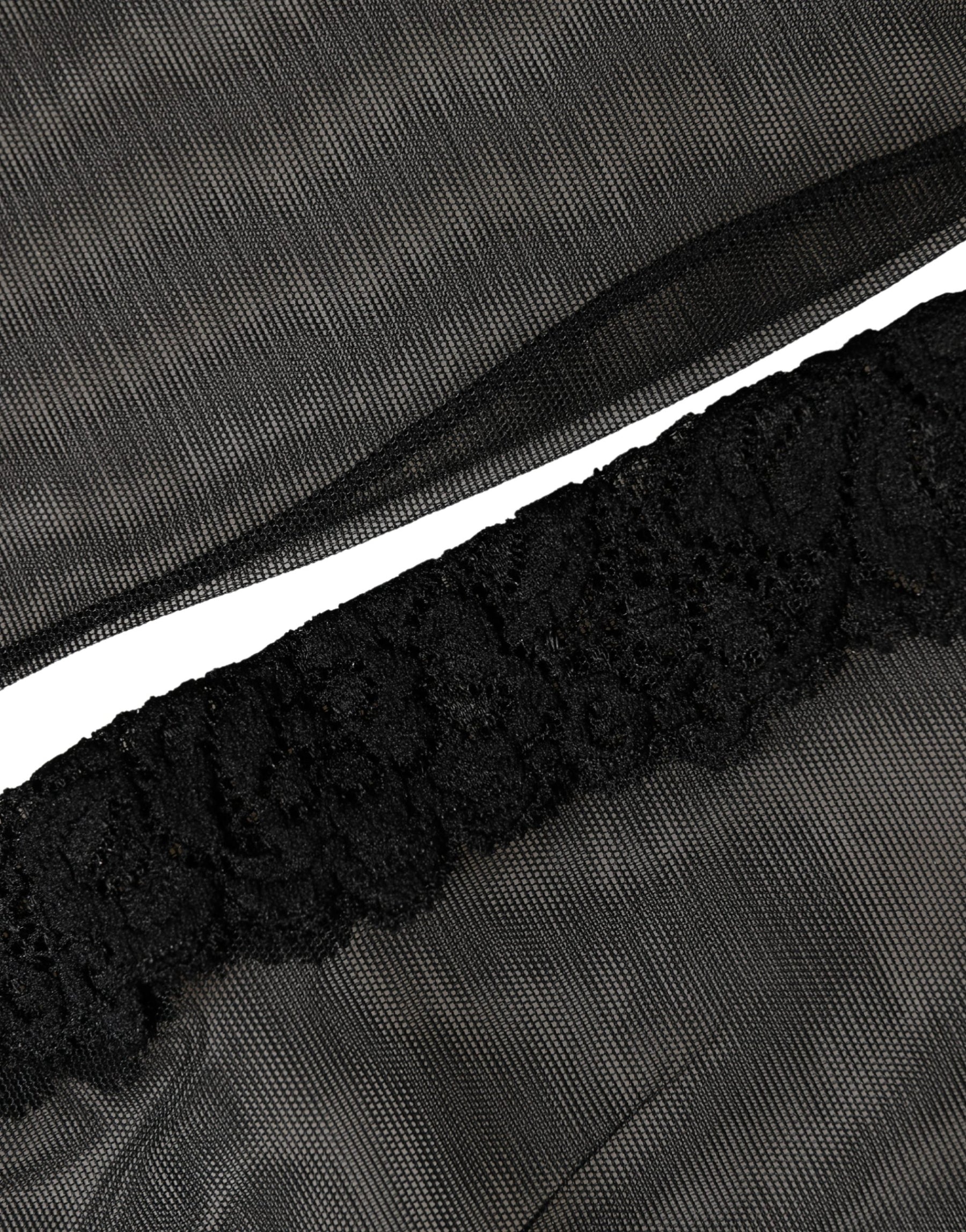 Dolce & Gabbana Black Nylon Mesh Sheer Calf Long Accessory Socks | Regal Royce