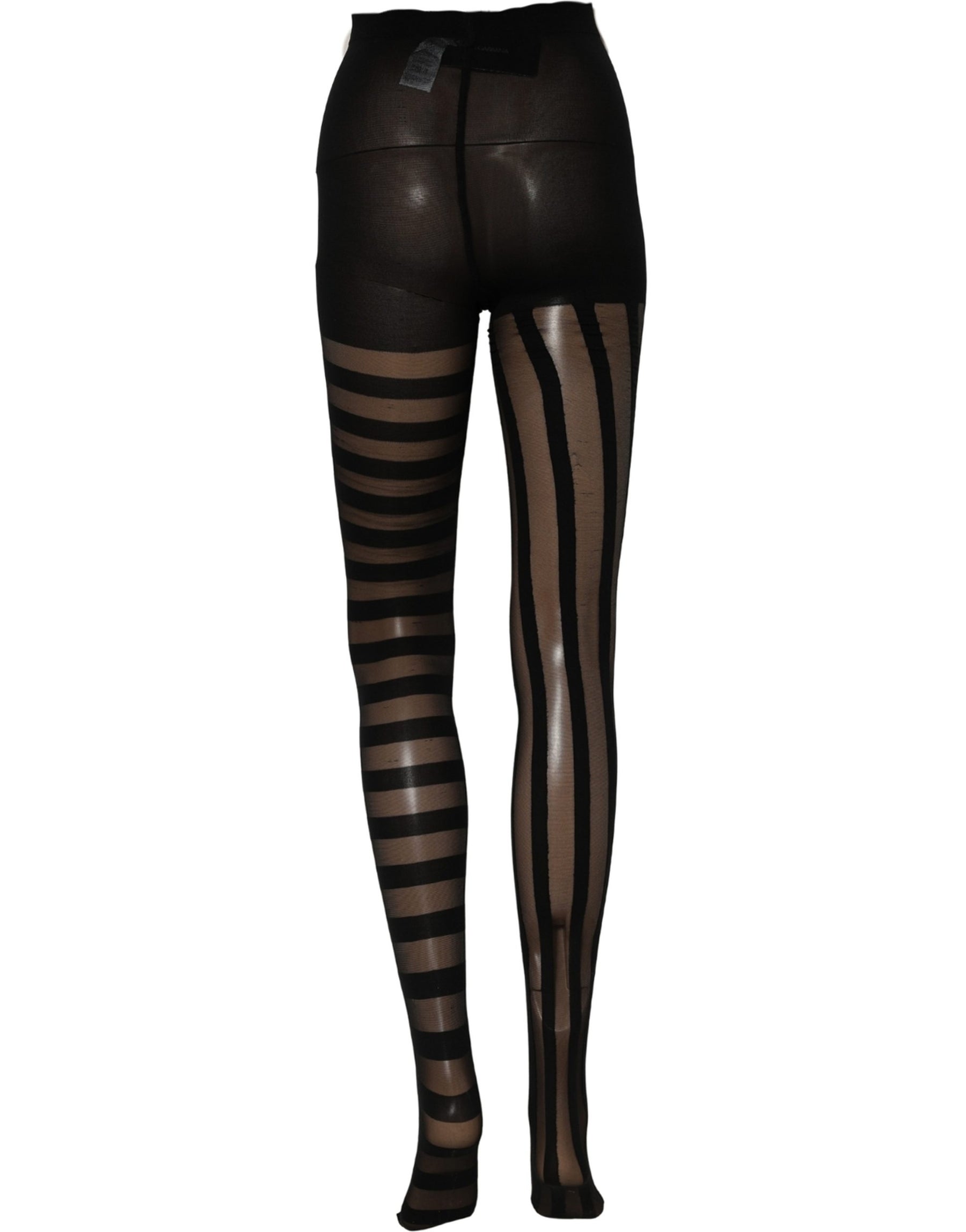 Dolce & Gabbana Black Nylon Stripes Tights Stockings Pantyhose Socks | Regal Royce