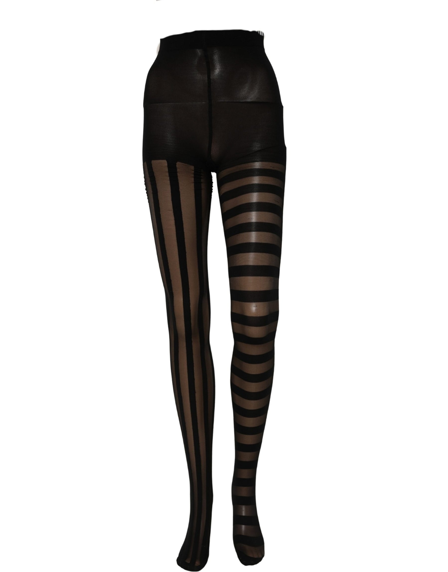 Dolce & Gabbana Black Stripes Tights Stockings Pantyhose Socks | Regal Royce
