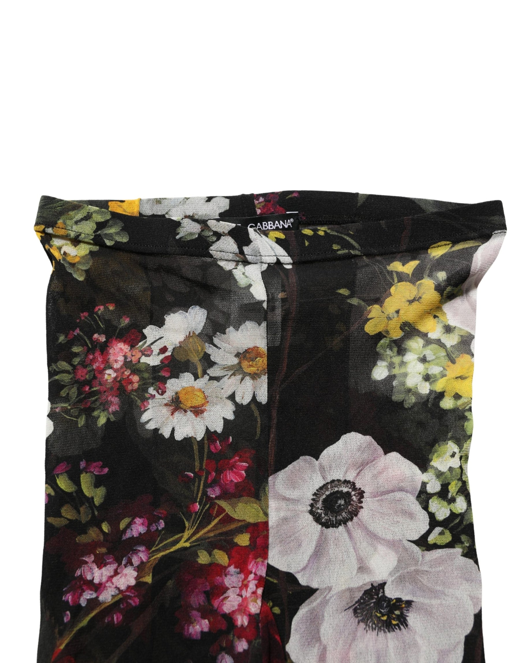 Dolce & Gabbana Black Nylon Floral Print Tights Stockings Socks | Regal Royce