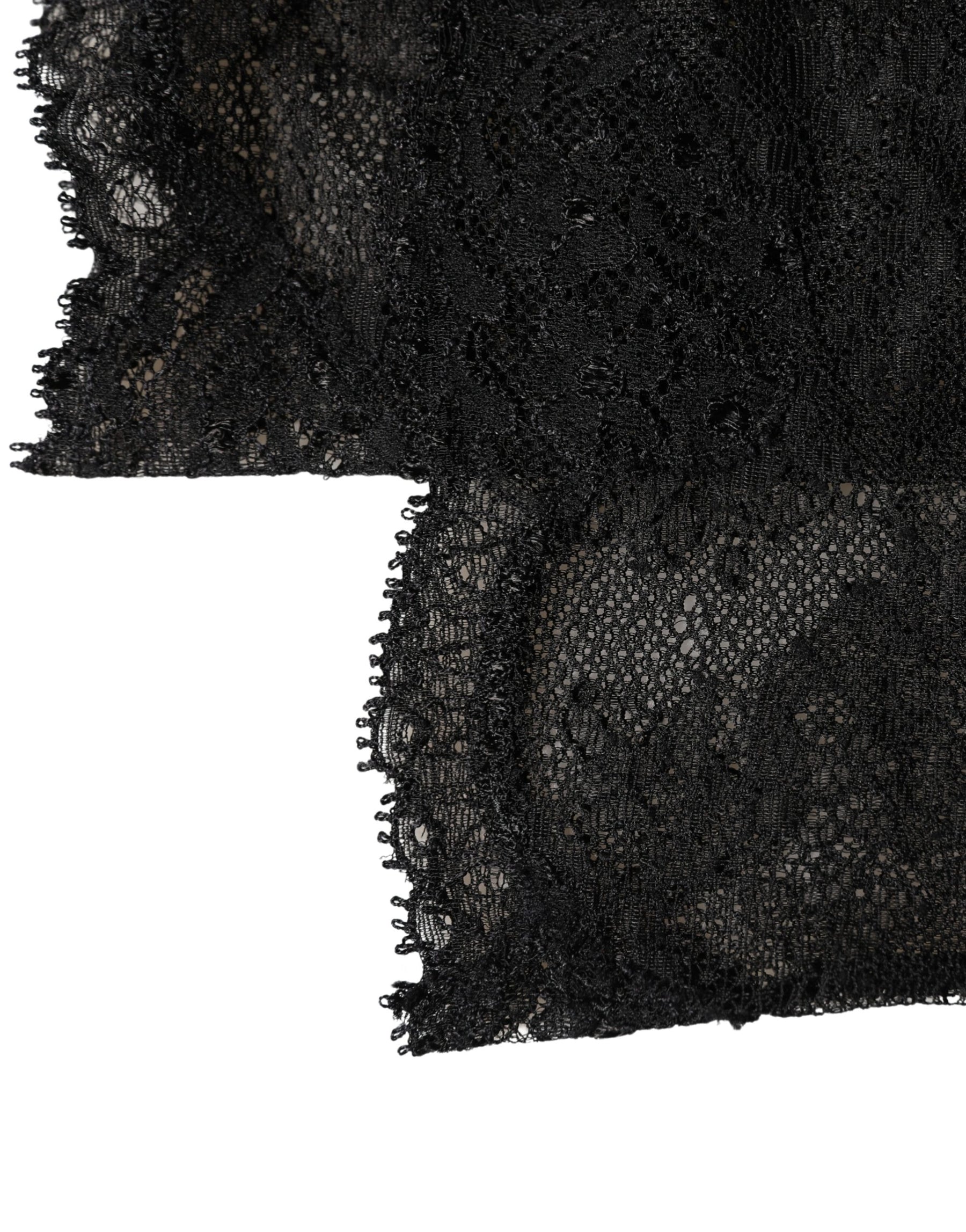 Dolce & Gabbana Black Floral Lace Nylon Stretch Knee High Socks | Regal Royce