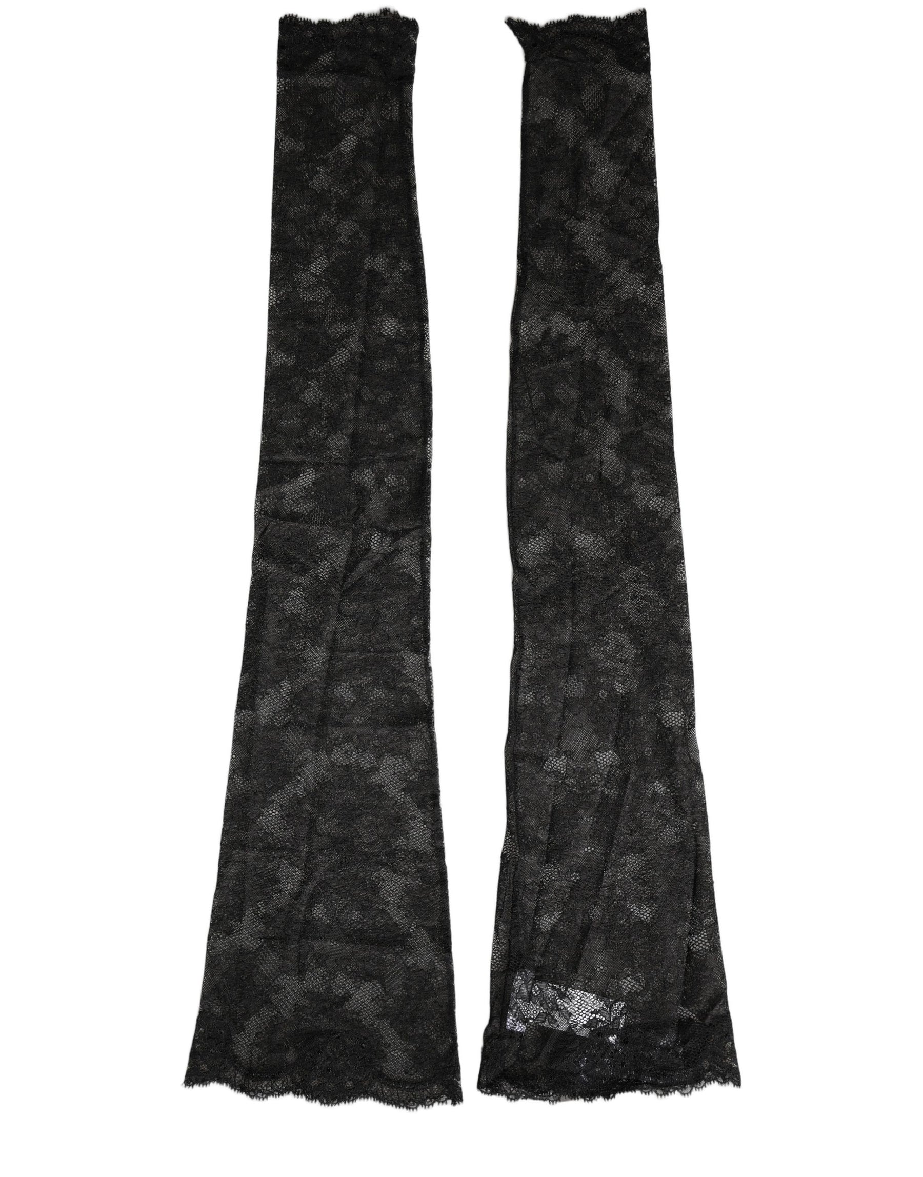 Dolce & Gabbana Black Floral Lace Nylon Stretch Knee High Socks | Regal Royce