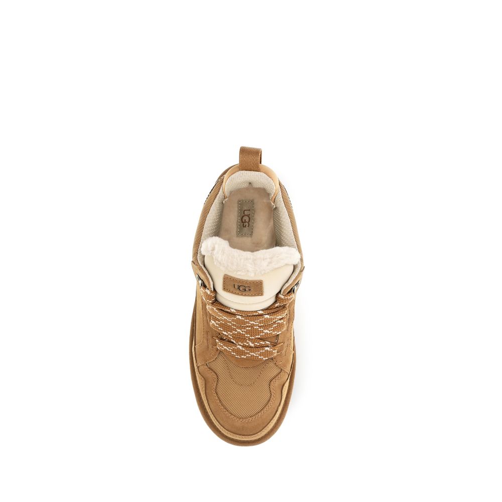 UGG Beige Calf Leather Bos Taurus Chunky Sneakers | Regal Royce
