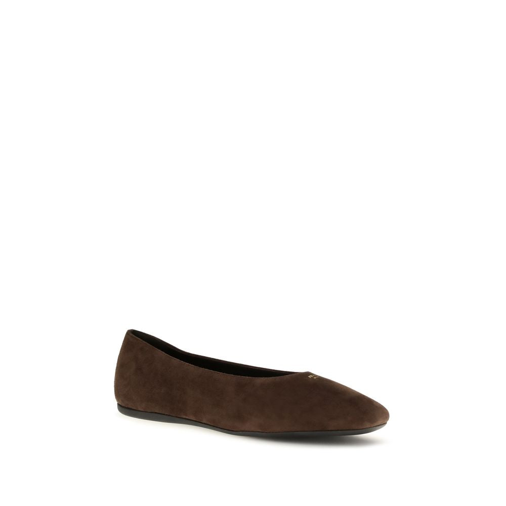 Prada Brown Calf Leather Bos Taurus Ballet Flats | Regal Royce