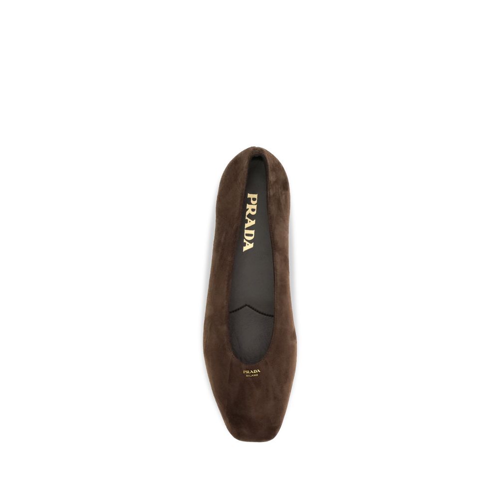 Prada Brown Calf Leather Bos Taurus Ballet Flats | Regal Royce