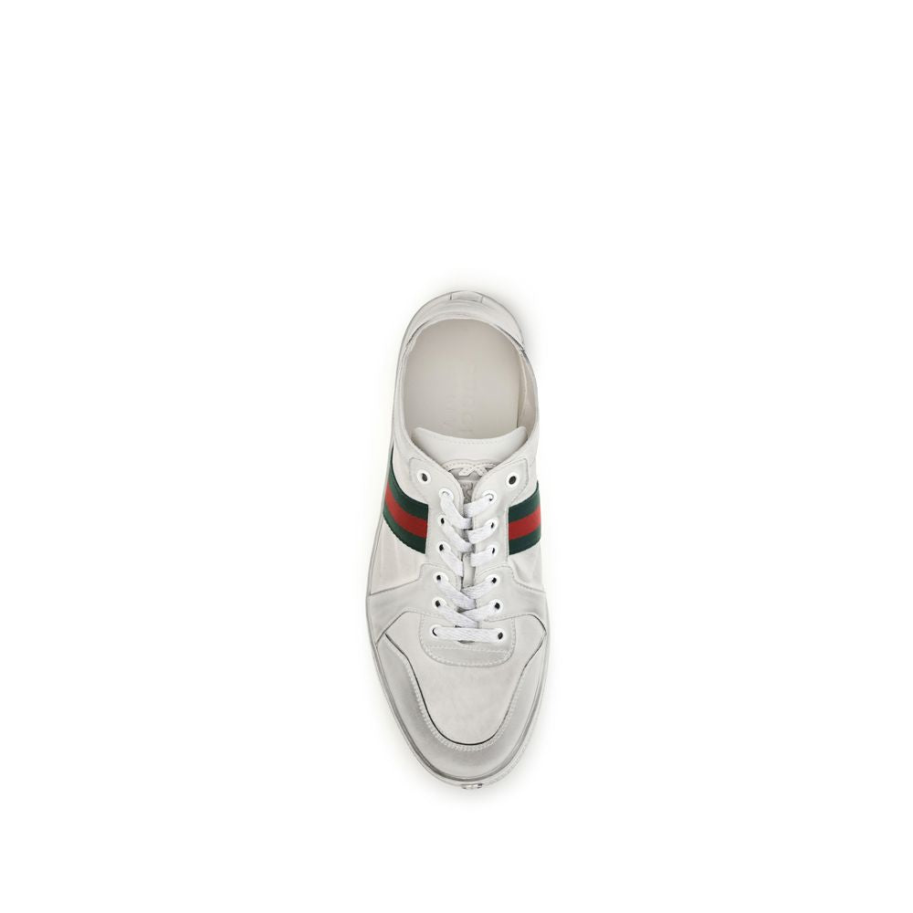 Gucci White Calf Leather Bos Taurus Low Top Sneakers | Regal Royce