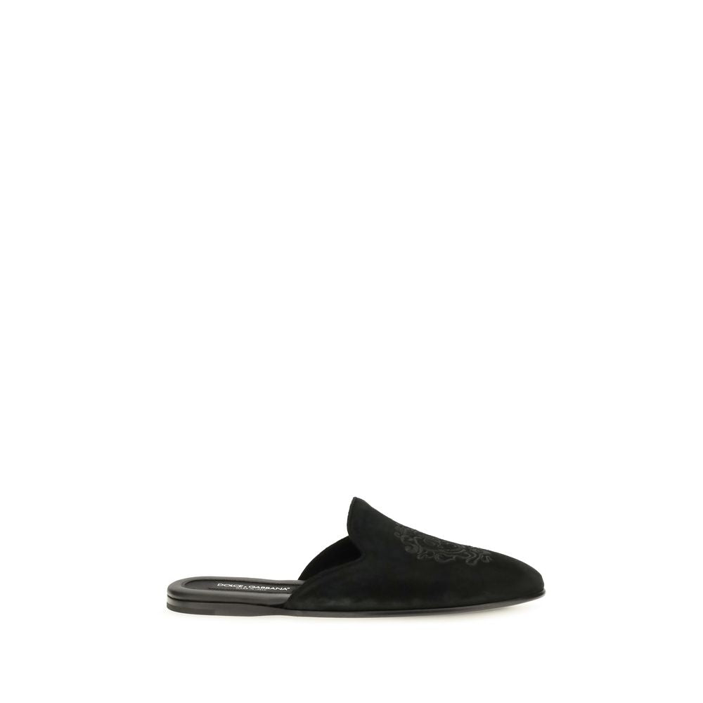 Dolce & Gabbana Black Calf Leather Bos Taurus Mules | Regal Royce