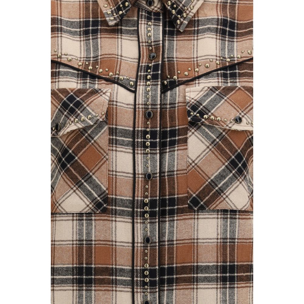 P.A.R.O.S.H. Brown Cotton Pattern Shirt | Regal Royce
