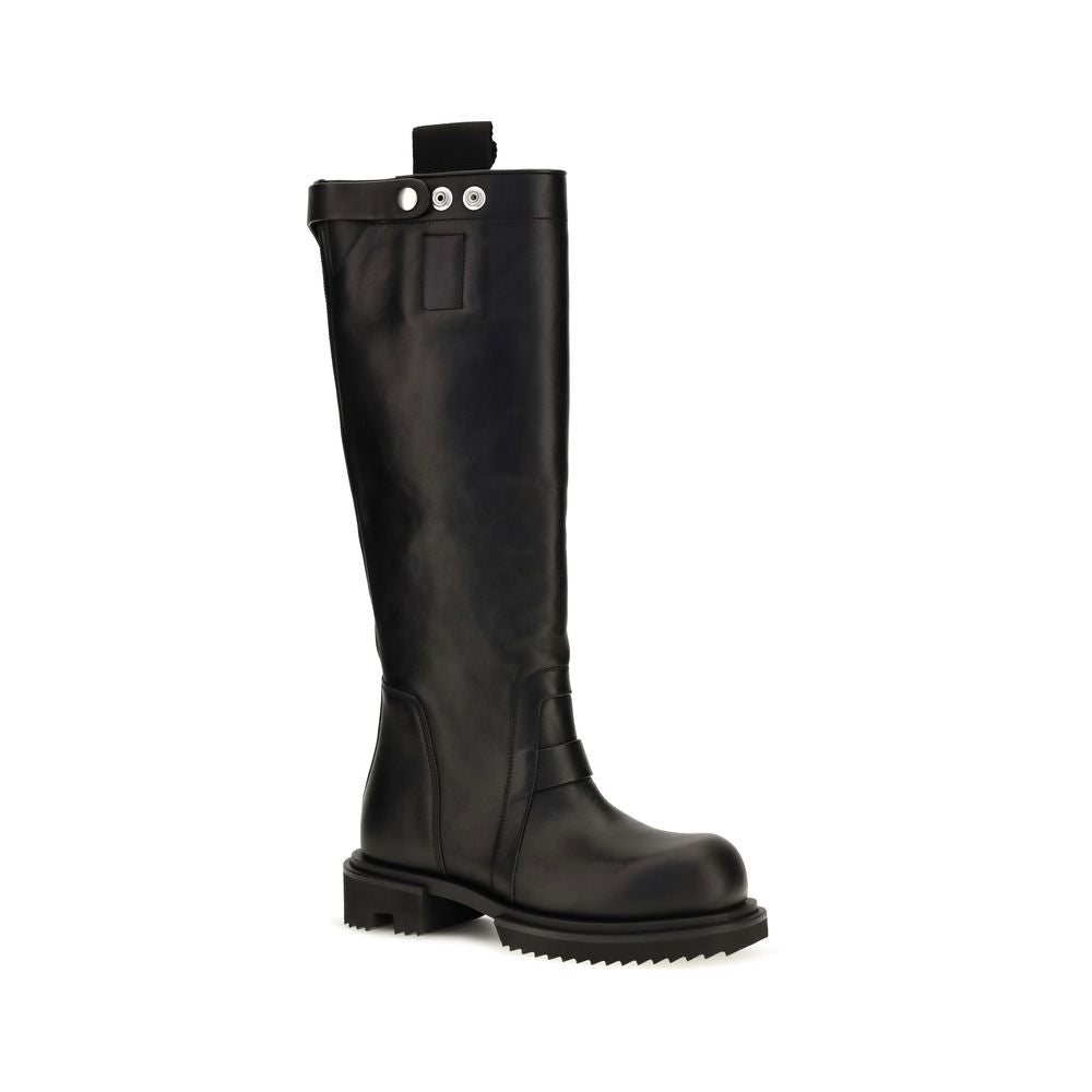 Rick Owens Black Calf Leather Bos Taurus Rain Boots | Regal Royce