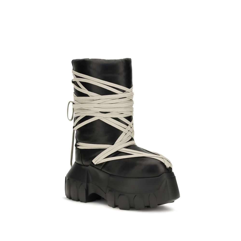 Rick Owens Black Calf Leather Bos Taurus Lace-Up Boots | Regal Royce