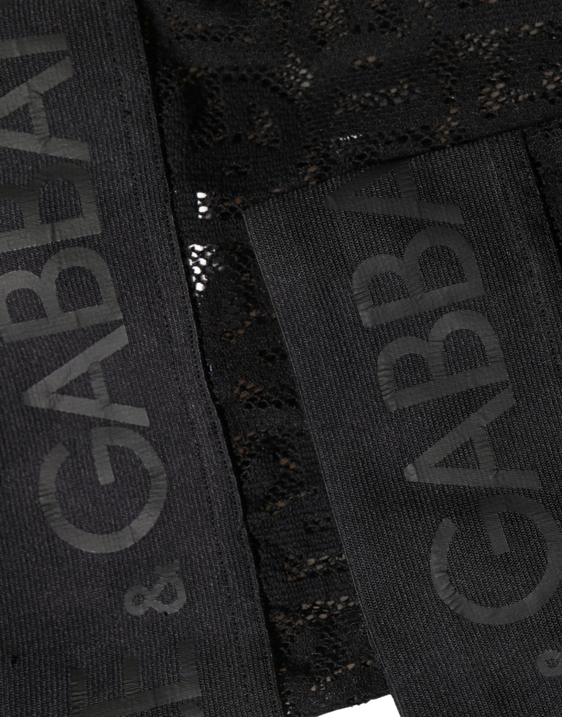 Dolce & Gabbana Black DG Logo Sheer Nylon Thigh High Socks | Regal Royce