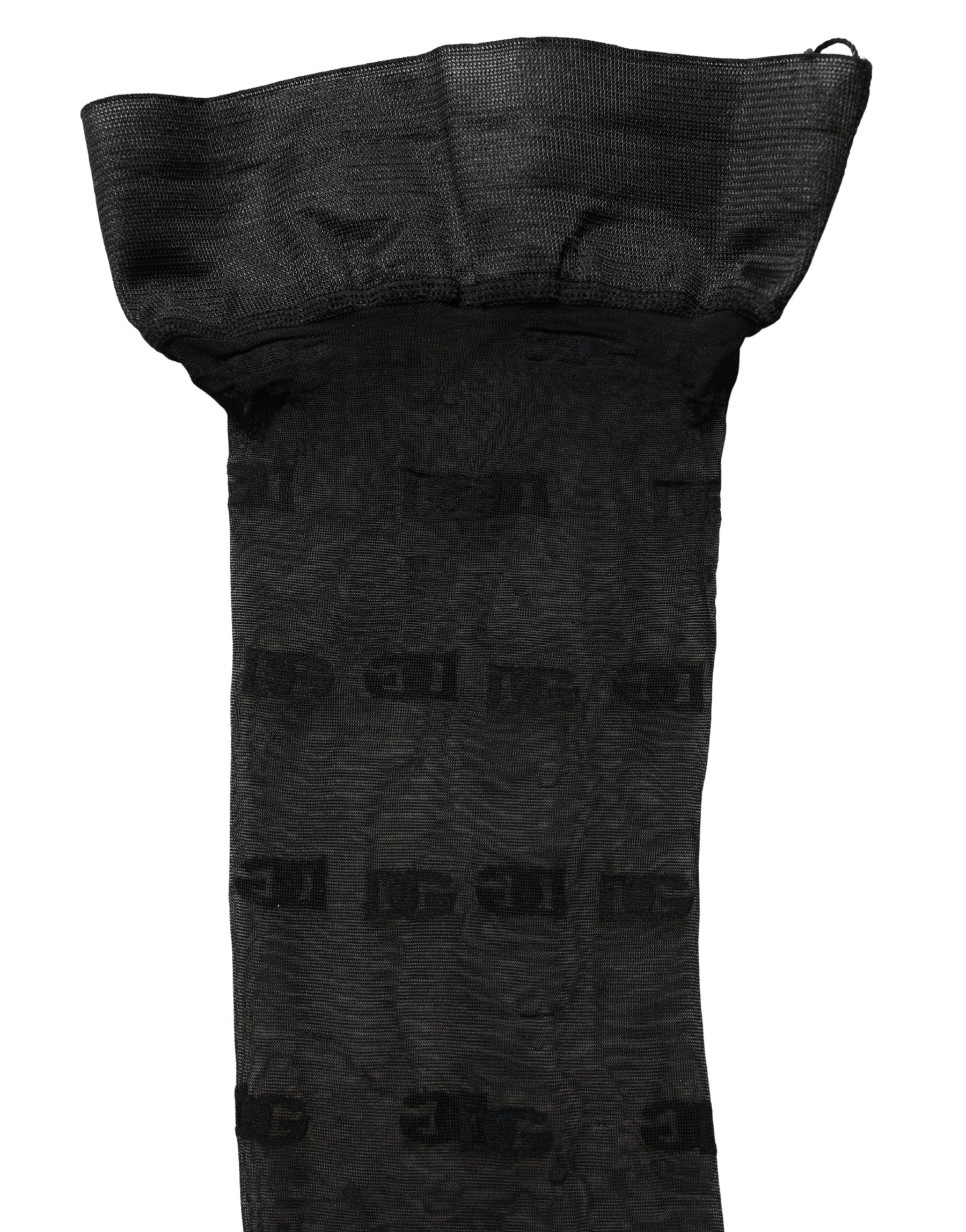 Dolce & Gabbana Black Sheer Logo Monogram Tights Stockings Socks | Regal Royce