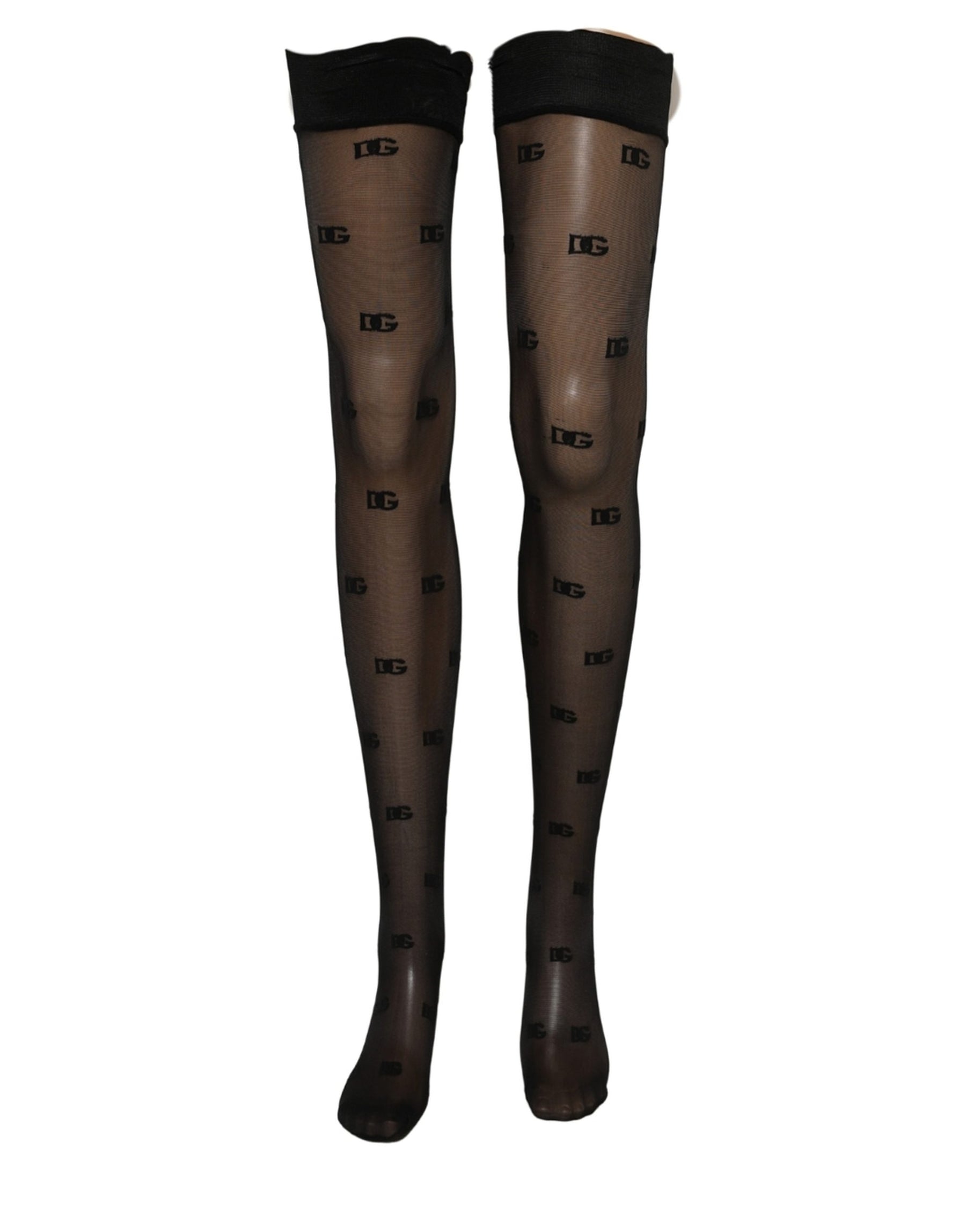 Dolce & Gabbana Black Sheer Logo Monogram Tights Stockings Socks | Regal Royce
