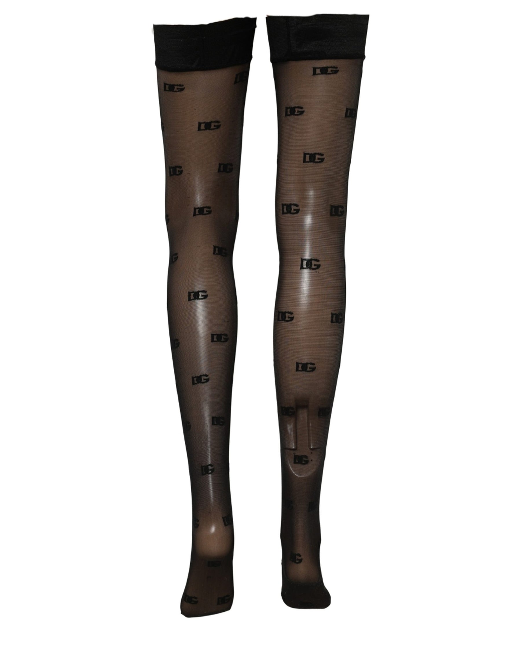 Dolce & Gabbana Black Sheer Logo Monogram Tights Stockings Socks | Regal Royce